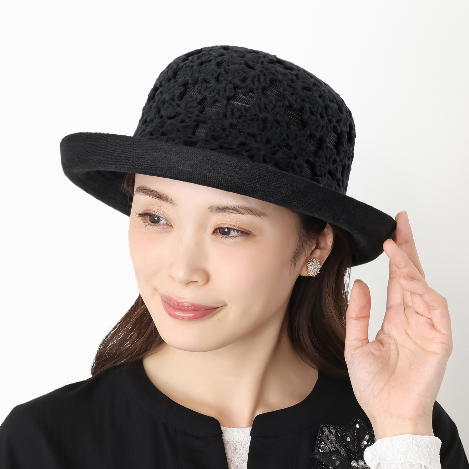 ユキコ　ハナイ クロシェ フラワーモティーフ ハット