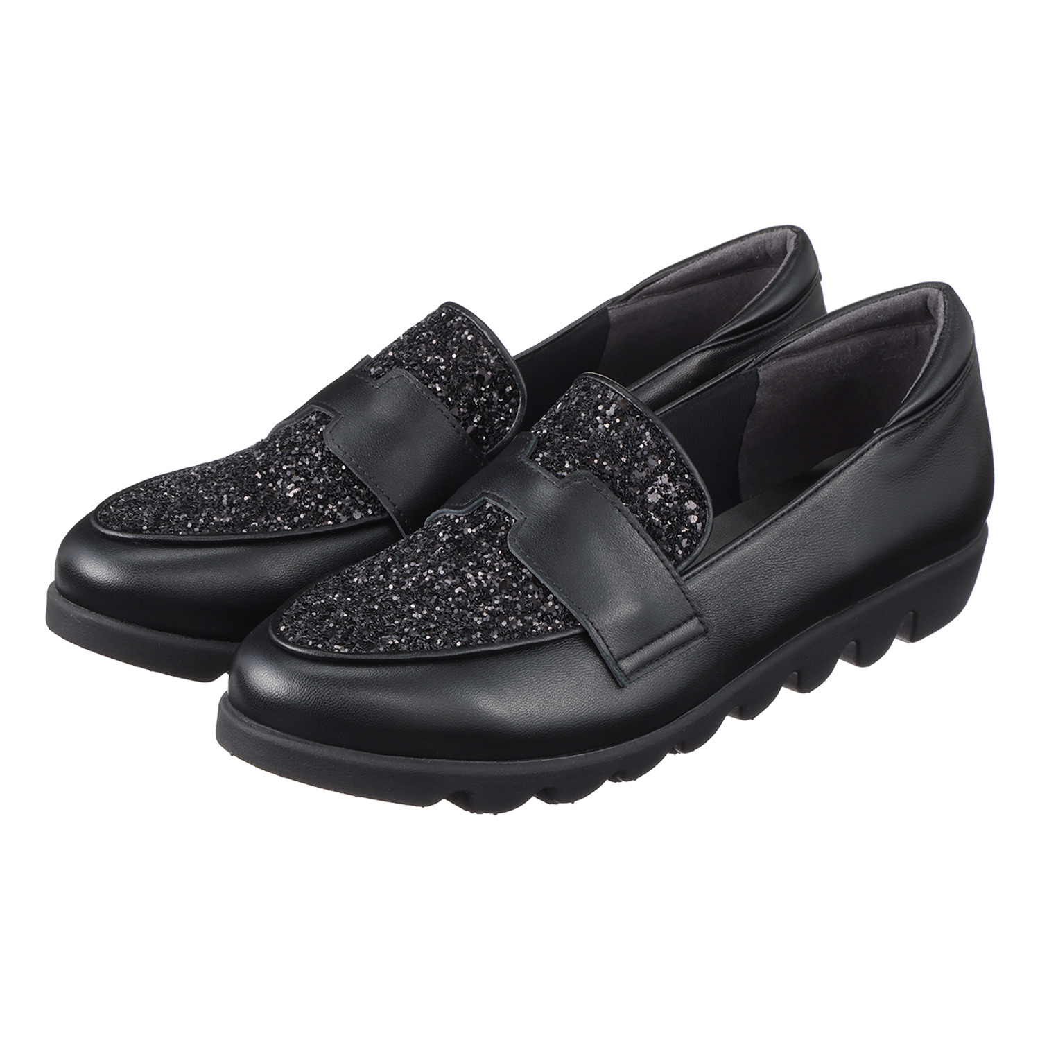 ヒルズアヴェニュー ＜日本製＞レザー グリッター リップルソールローファー