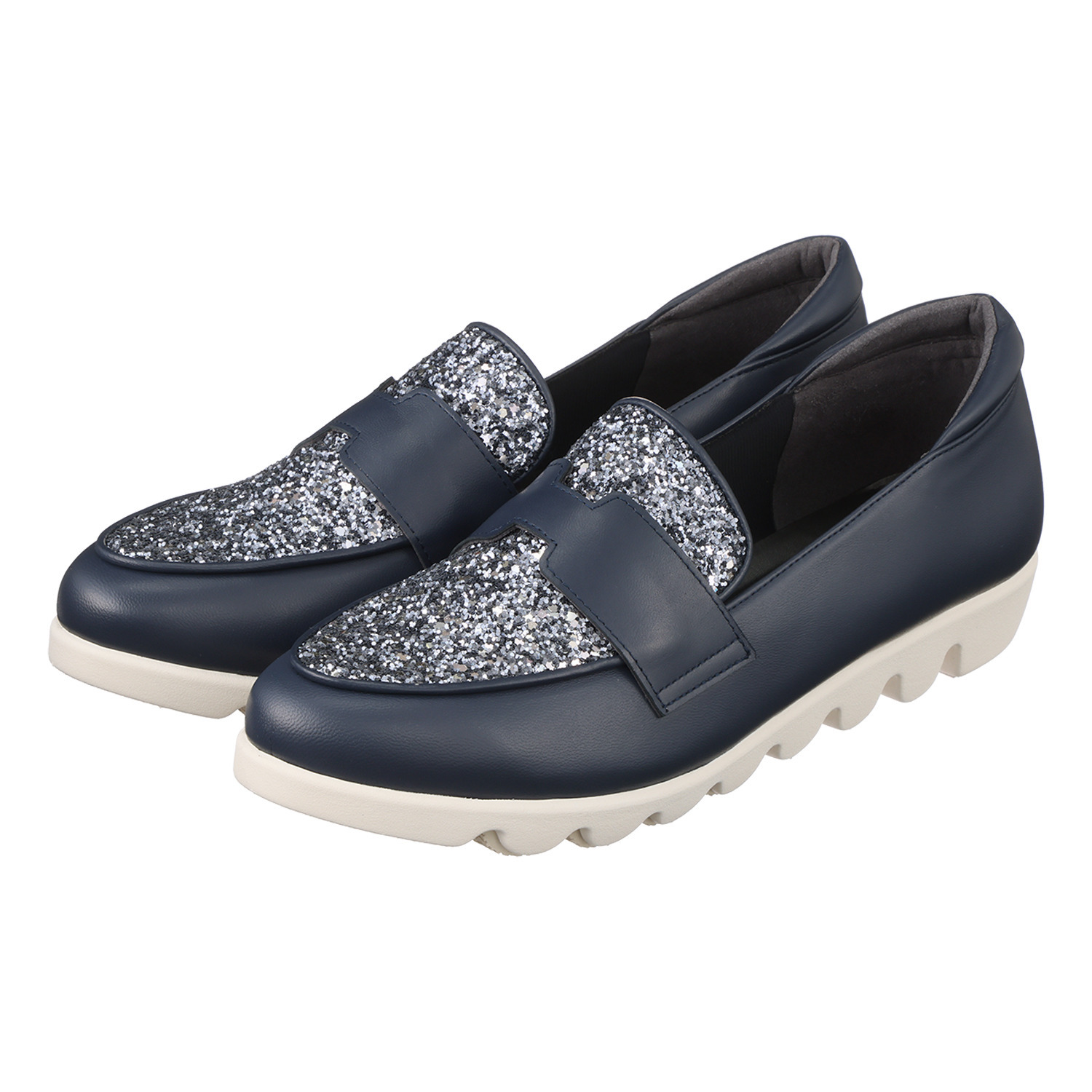 ヒルズアヴェニュー ＜日本製＞レザー グリッター リップルソールローファー