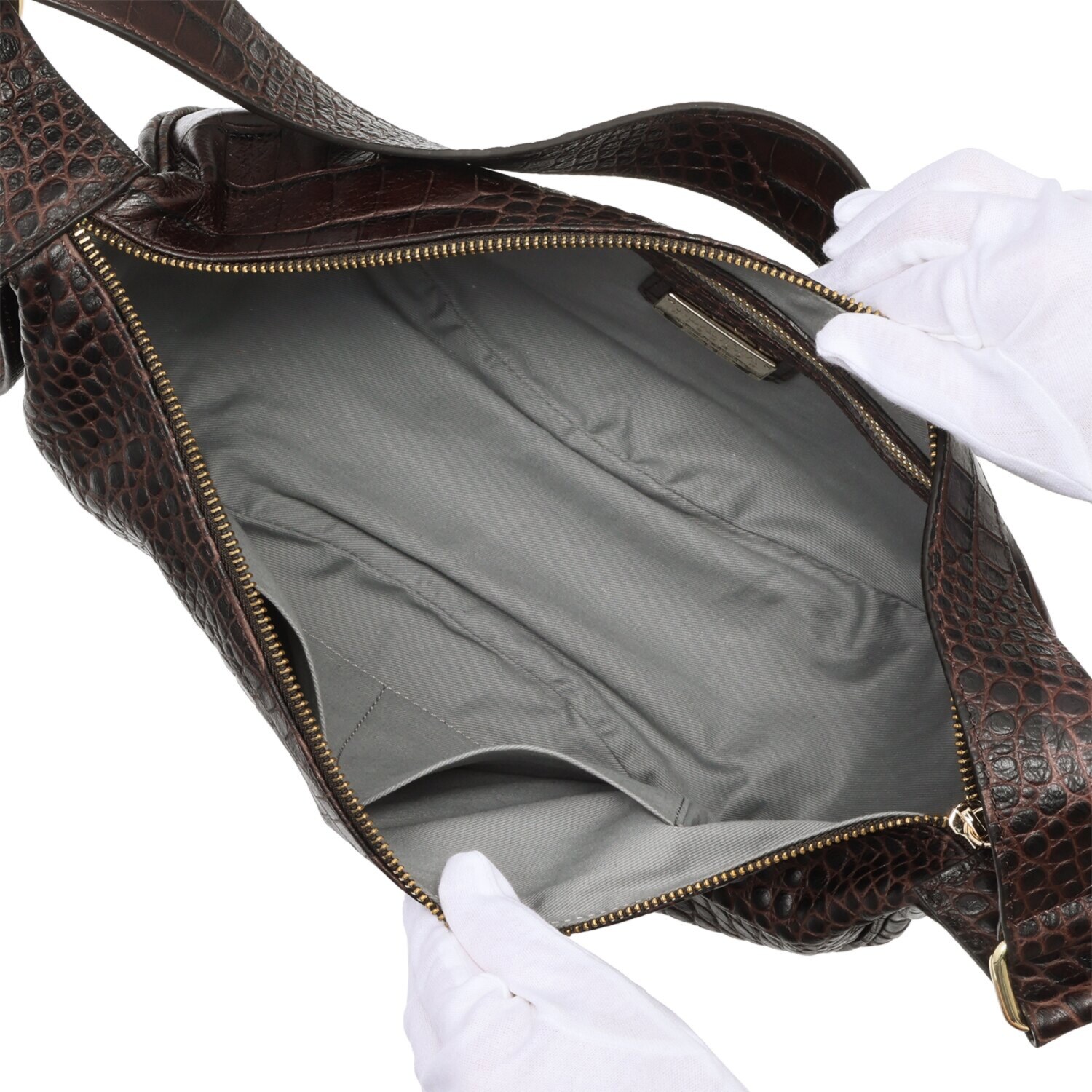 クラウディア ＜イタリア製＞ ソフトカーフレザー クロコダイル型押し ワンハンドルバッグ