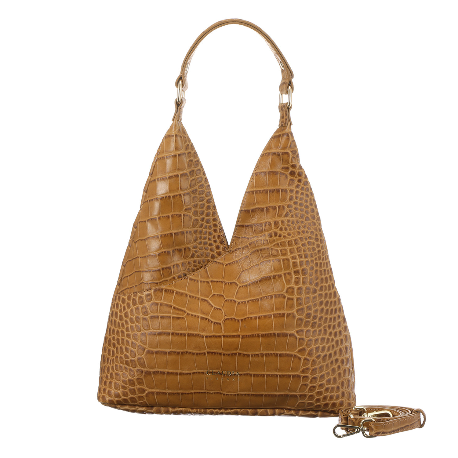 クラウディア ＜イタリア製＞ ソフトカーフレザー クロコダイル型押し ２ウェイバッグ