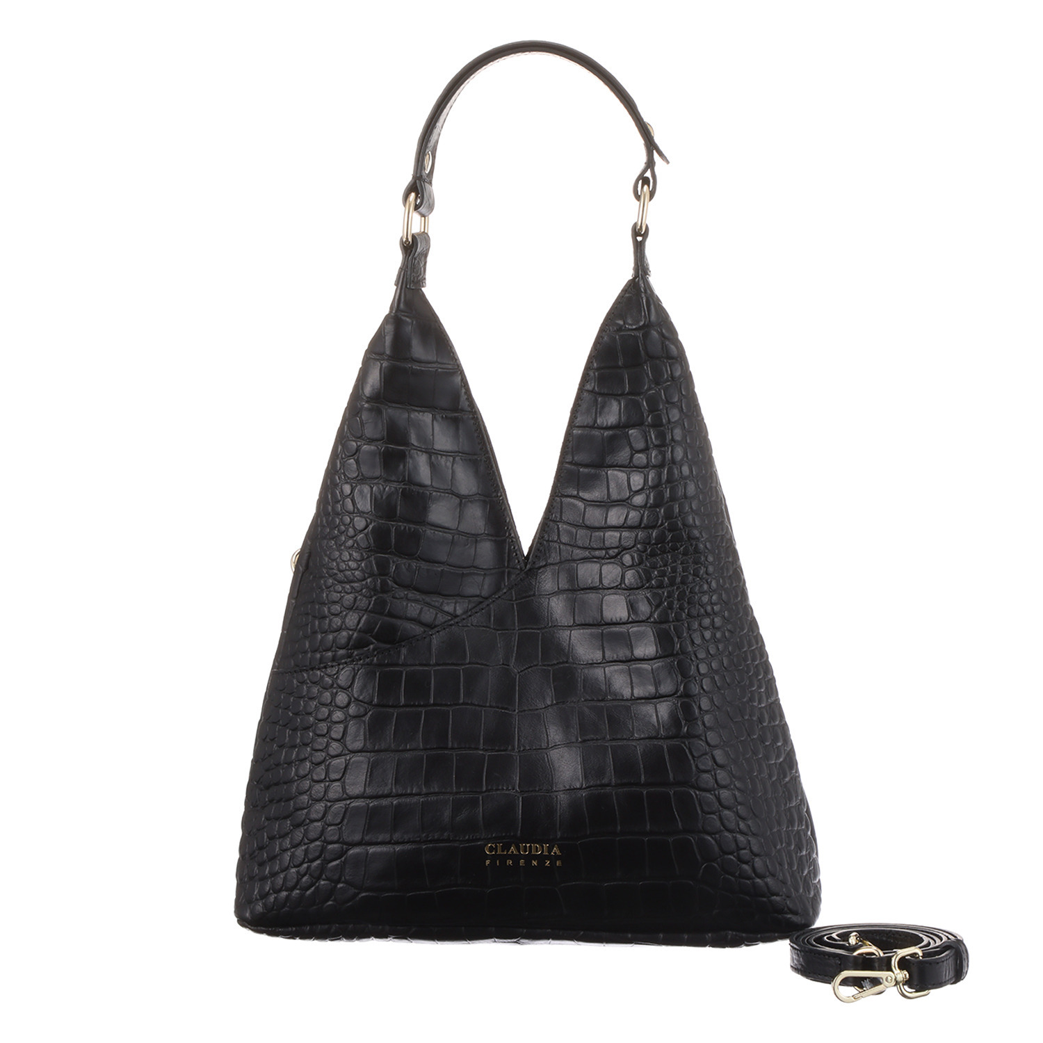 クラウディア ＜イタリア製＞ ソフトカーフレザー クロコダイル型押し ２ウェイバッグ