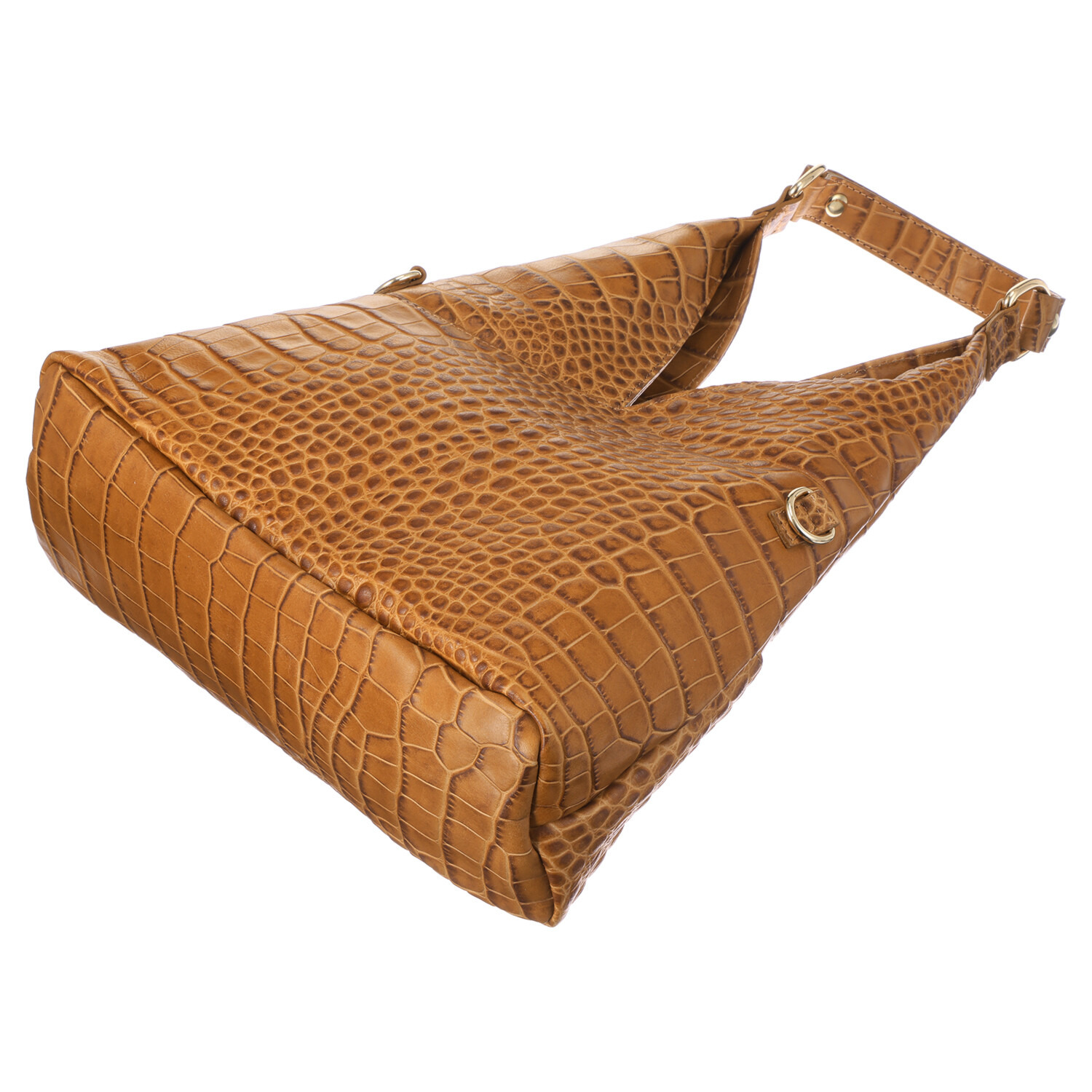 クラウディア ＜イタリア製＞ ソフトカーフレザー クロコダイル型押し ２ウェイバッグ