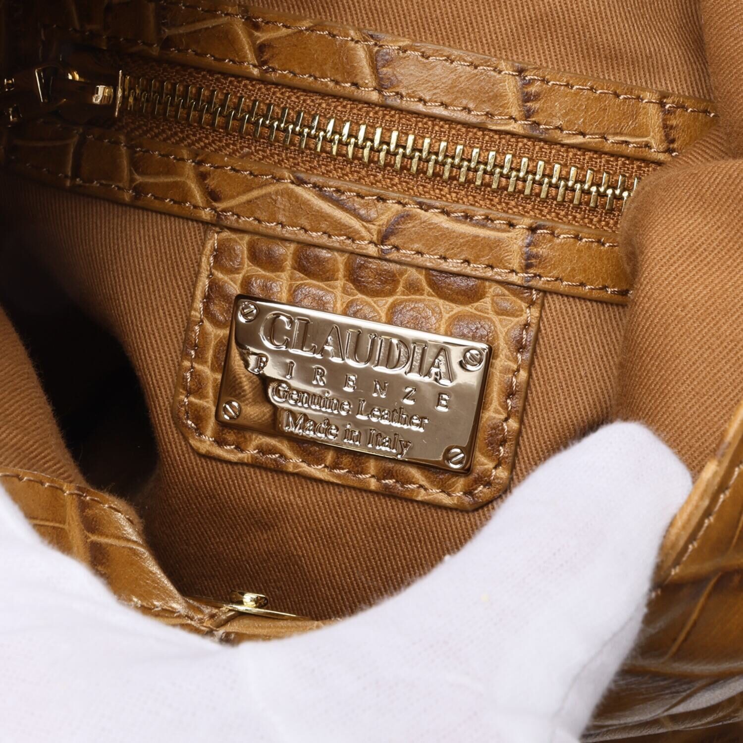 クラウディア ＜イタリア製＞ ソフトカーフレザー クロコダイル型押し ２ウェイバッグ