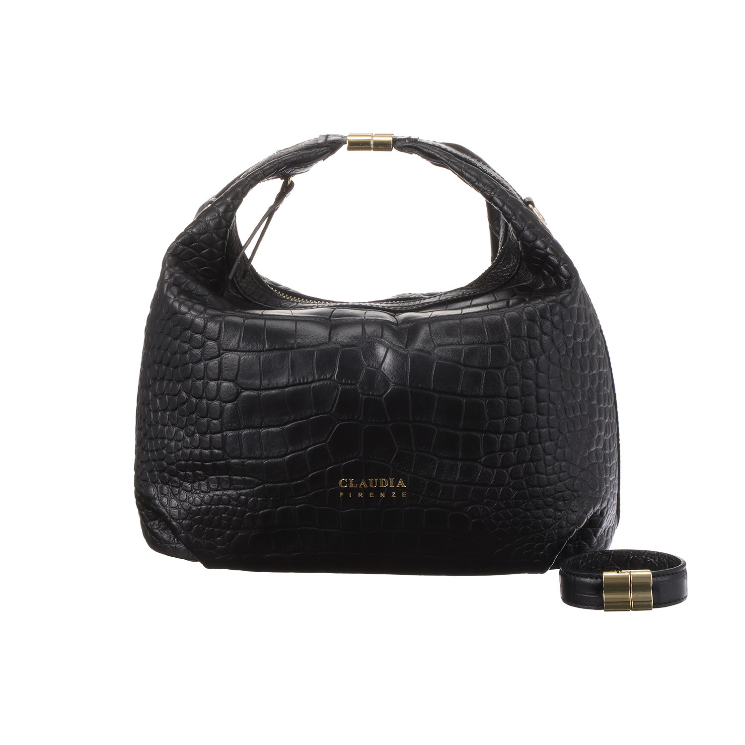 クラウディア ＜イタリア製＞ ソフトカーフレザー クロコダイル型押し ２ウェイ ブレスレットバッグ