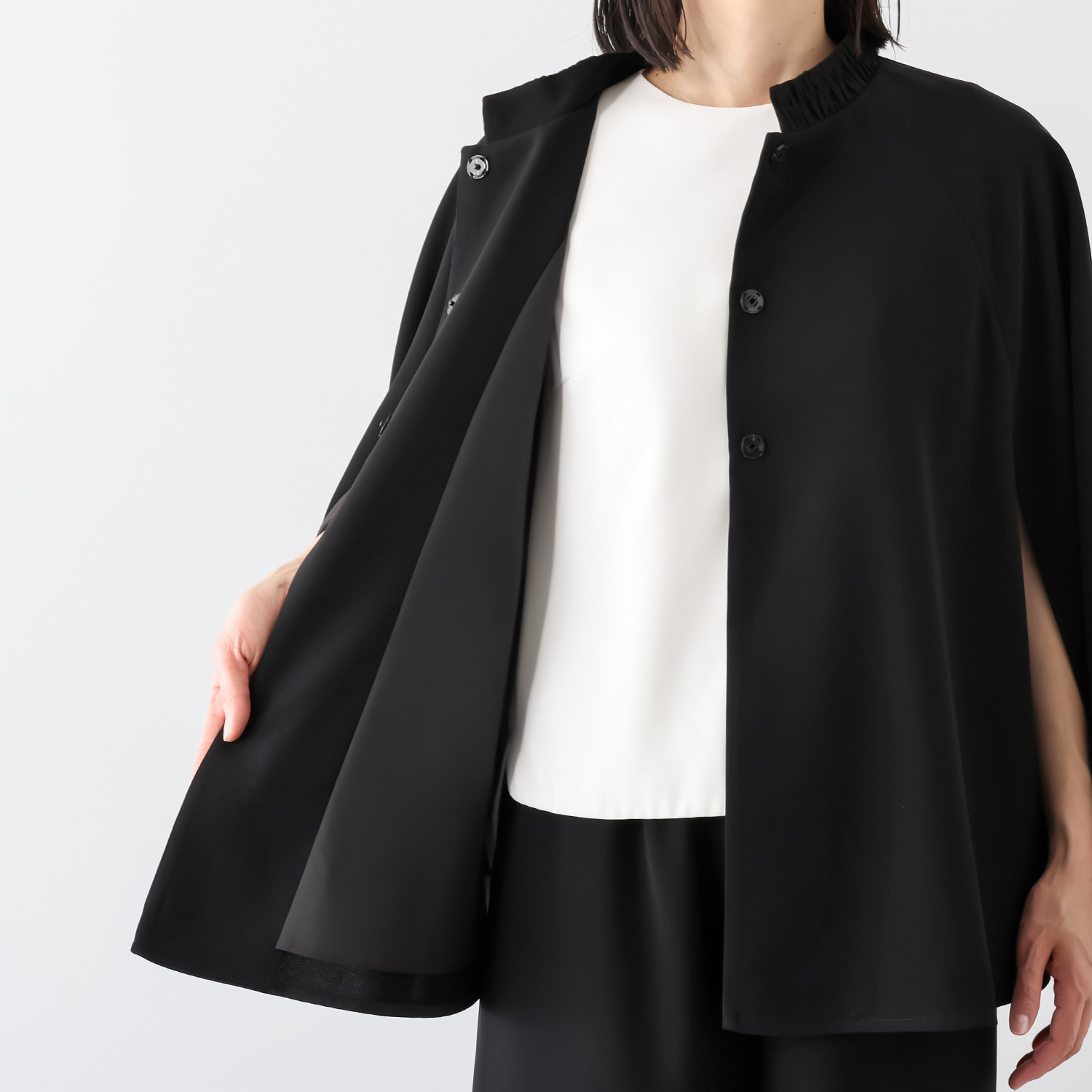 岩佐 国内生産 国内生地 スタンドカラー フォーマルケープ