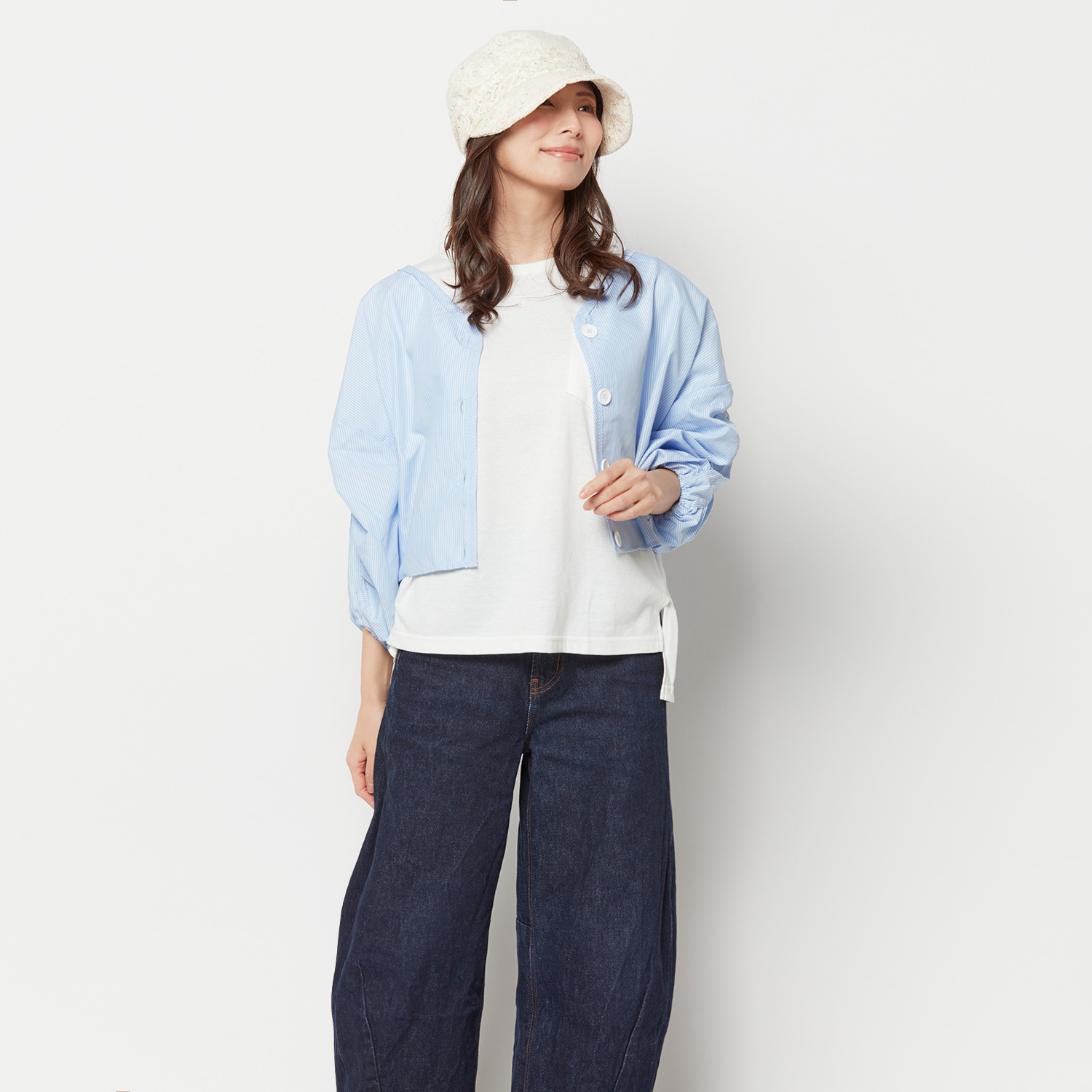 タイムクロス 日本製 綿混 洗えるナチュラルレース 軽量キャスケット