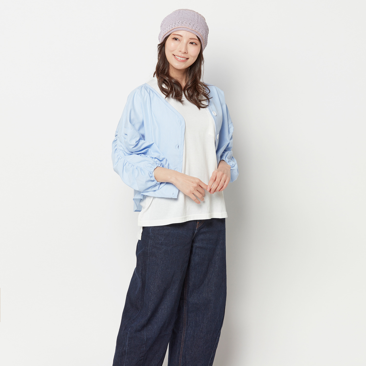 タイムクロス 日本製　超軽量 洗えるシルク混の ホールガーメント（Ｒ） おうちニット帽