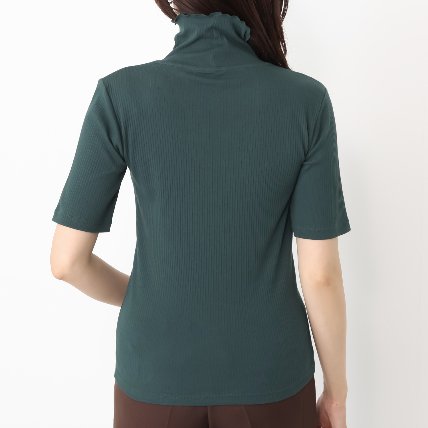 ジュエル オーガニックコットン混 ストレッチリブ編 ハイネック 五分袖インナー３枚セット