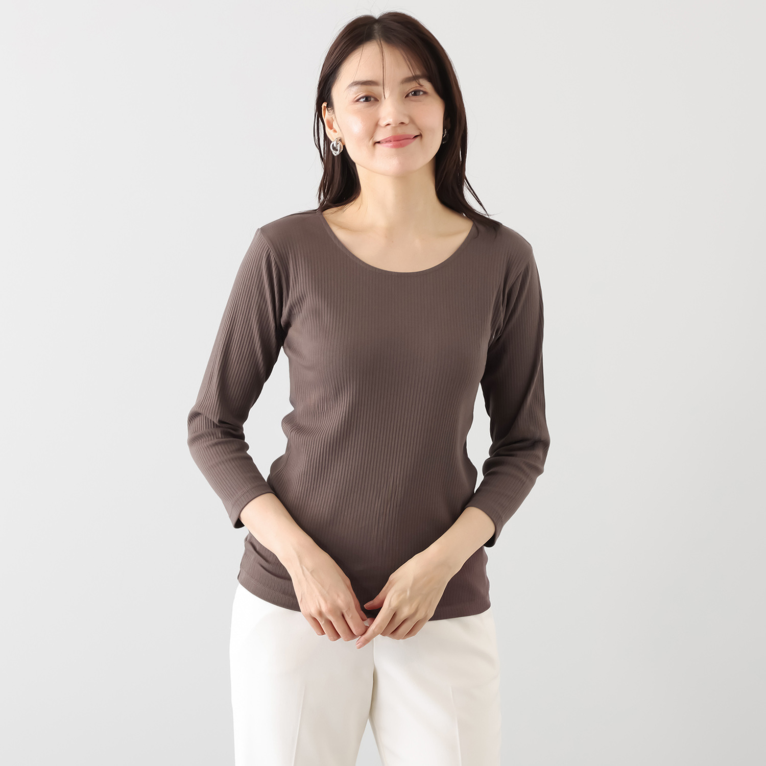 ジュエル オーガニックコットン混 ストレッチリブ編 七分袖インナー３枚セット