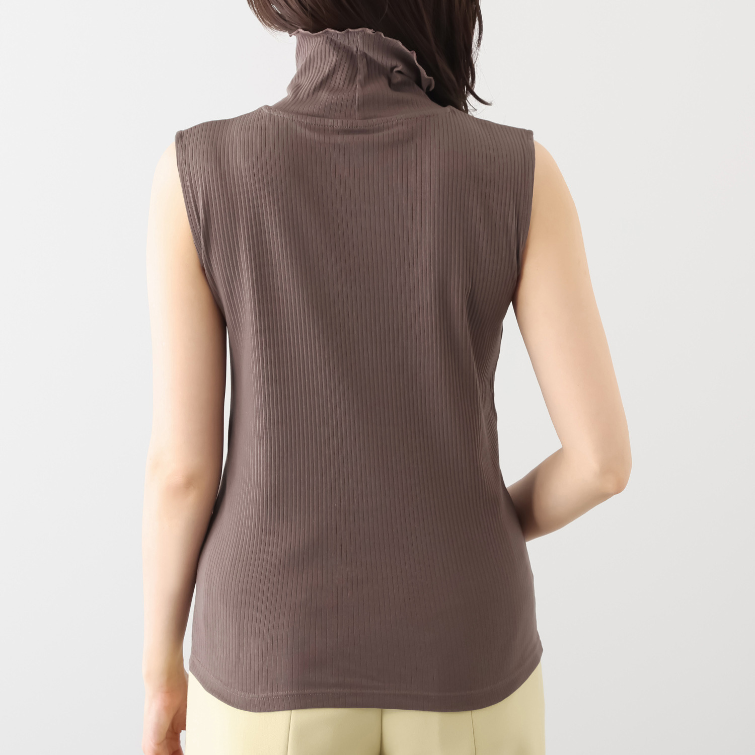 ジュエル オーガニックコットン混 ストレッチリブ編 ハイネック ノースリーブインナー ３枚セット