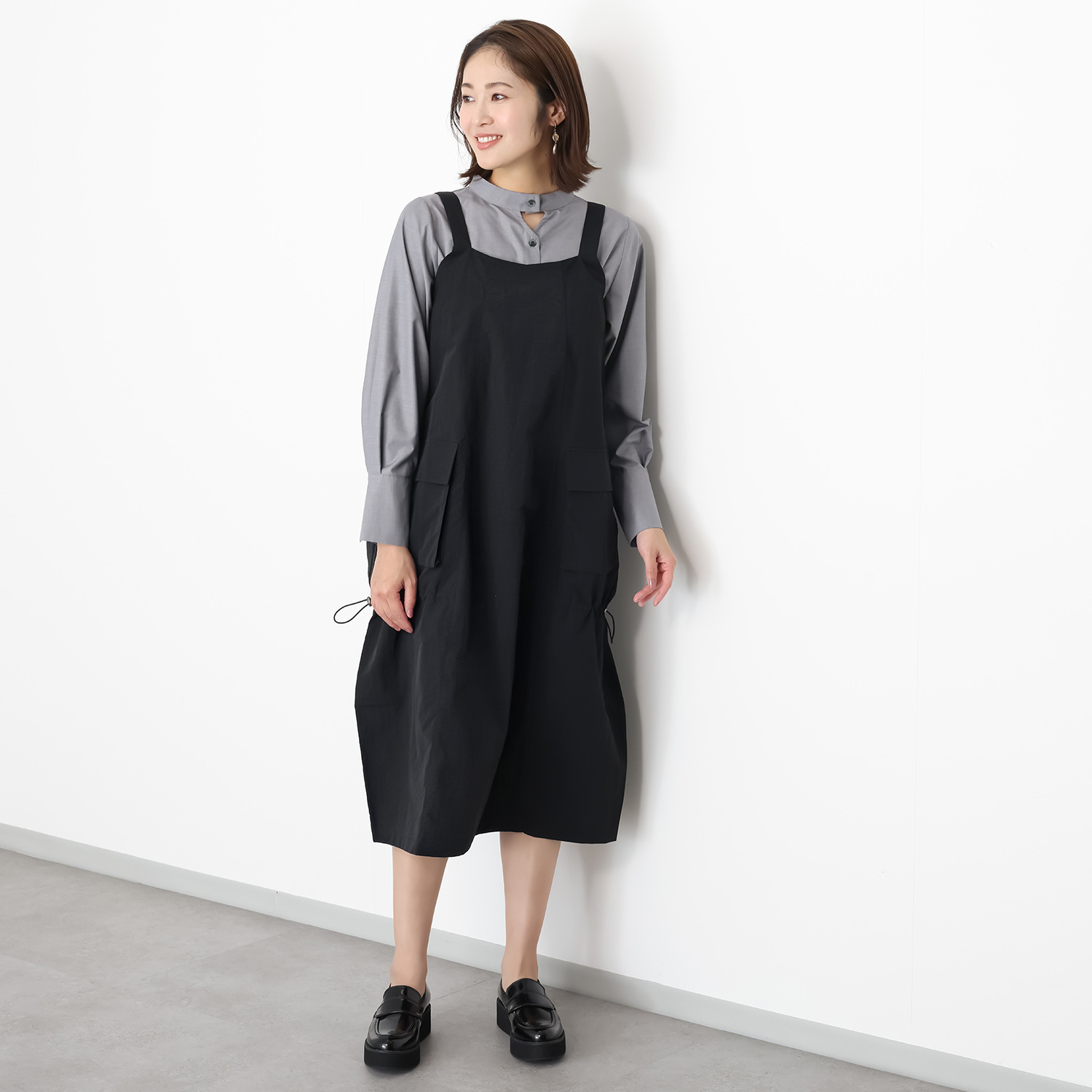 コモエリークローゼット ビッグポケット ジャンパードレス