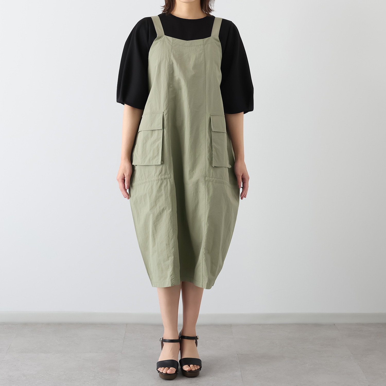 コモエリークローゼット ビッグポケット ジャンパードレス