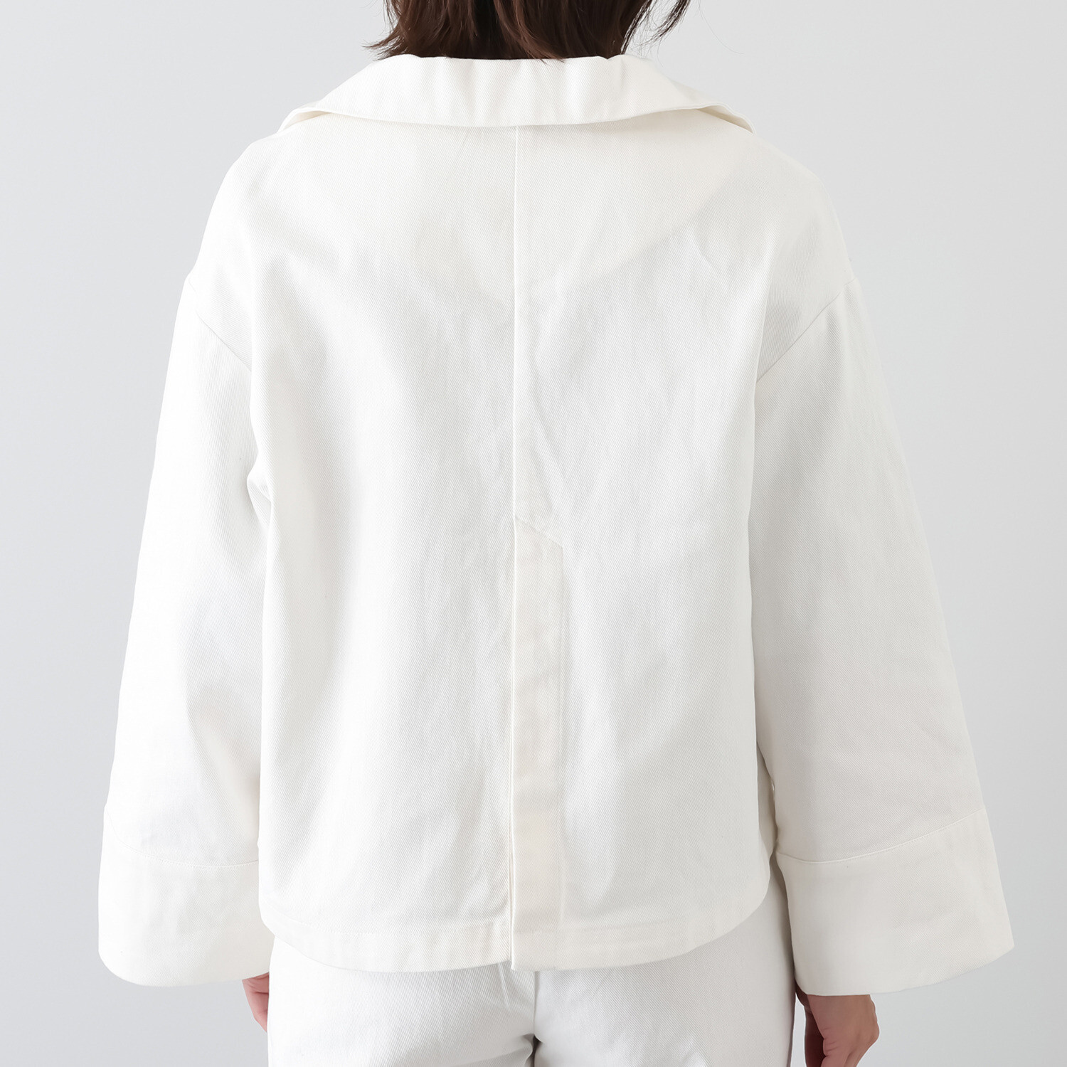 コモエリークローゼット ショートポイントカラー＆ ワイドスリーブ 羽織りデニムジャケット