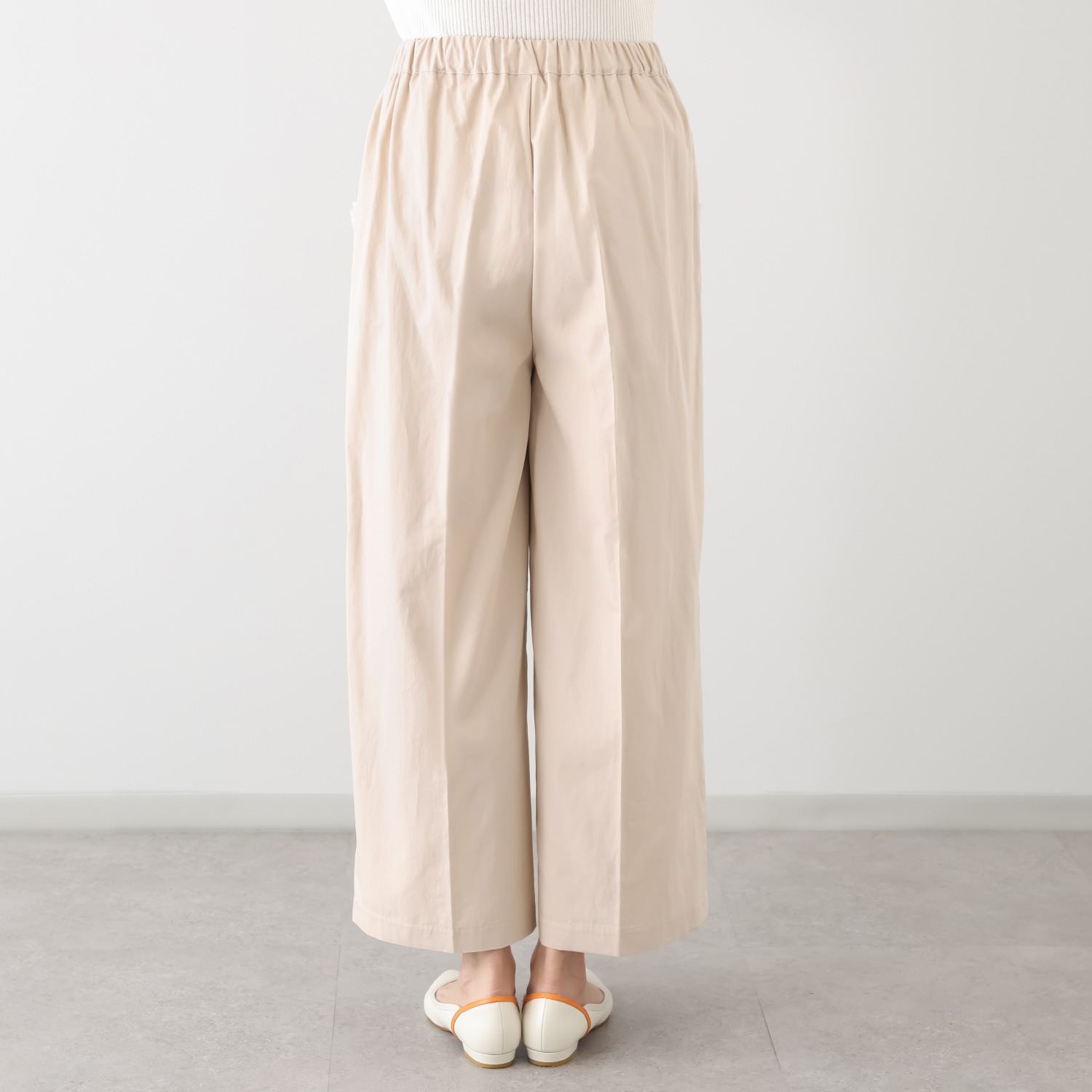 マルティジャーニ 日本製　匠の技 コットンリネン 部分ツイードジャガード ワイドパンツ