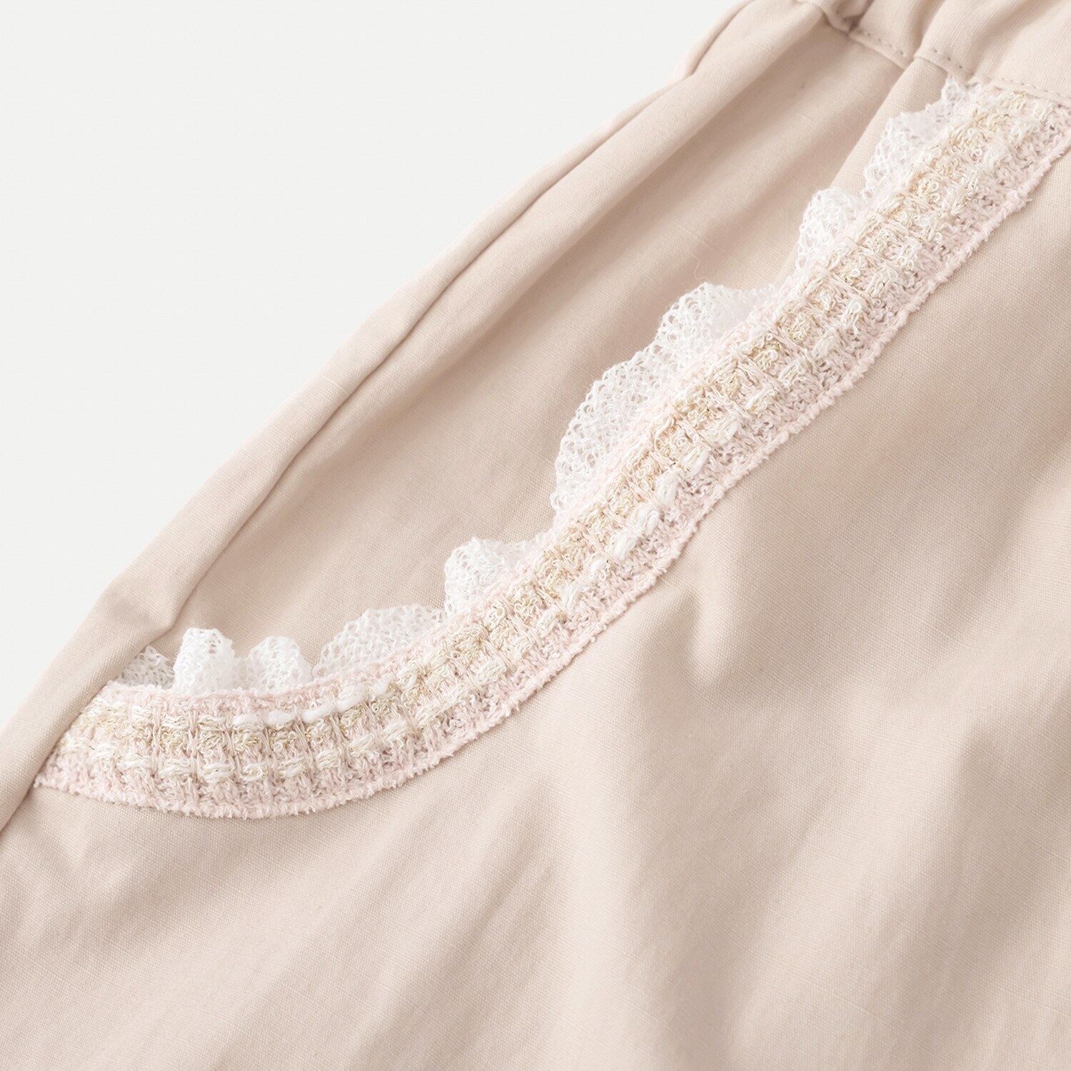 マルティジャーニ 日本製　匠の技 コットンリネン 部分ツイードジャガード ワイドパンツ