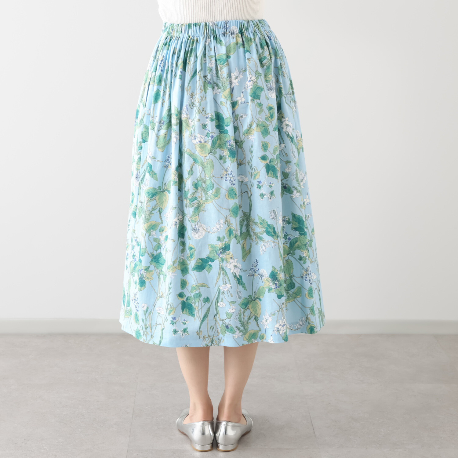 マルティジャーニ 日本製　匠の技 リネンコットン ボタニカルプリント スカート