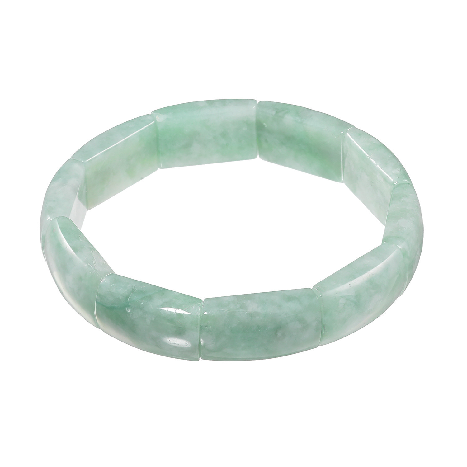 マスターストーン 無着色本翡翠 バングル見えする イラスティック ブレスレット