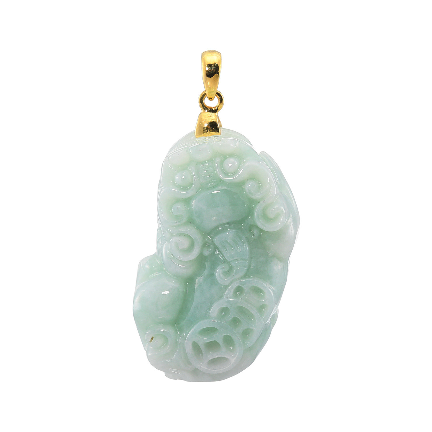 マスターストーン シルバー 無着色本翡翠 貔貅（ひきゅう）彫り ペンダントトップ