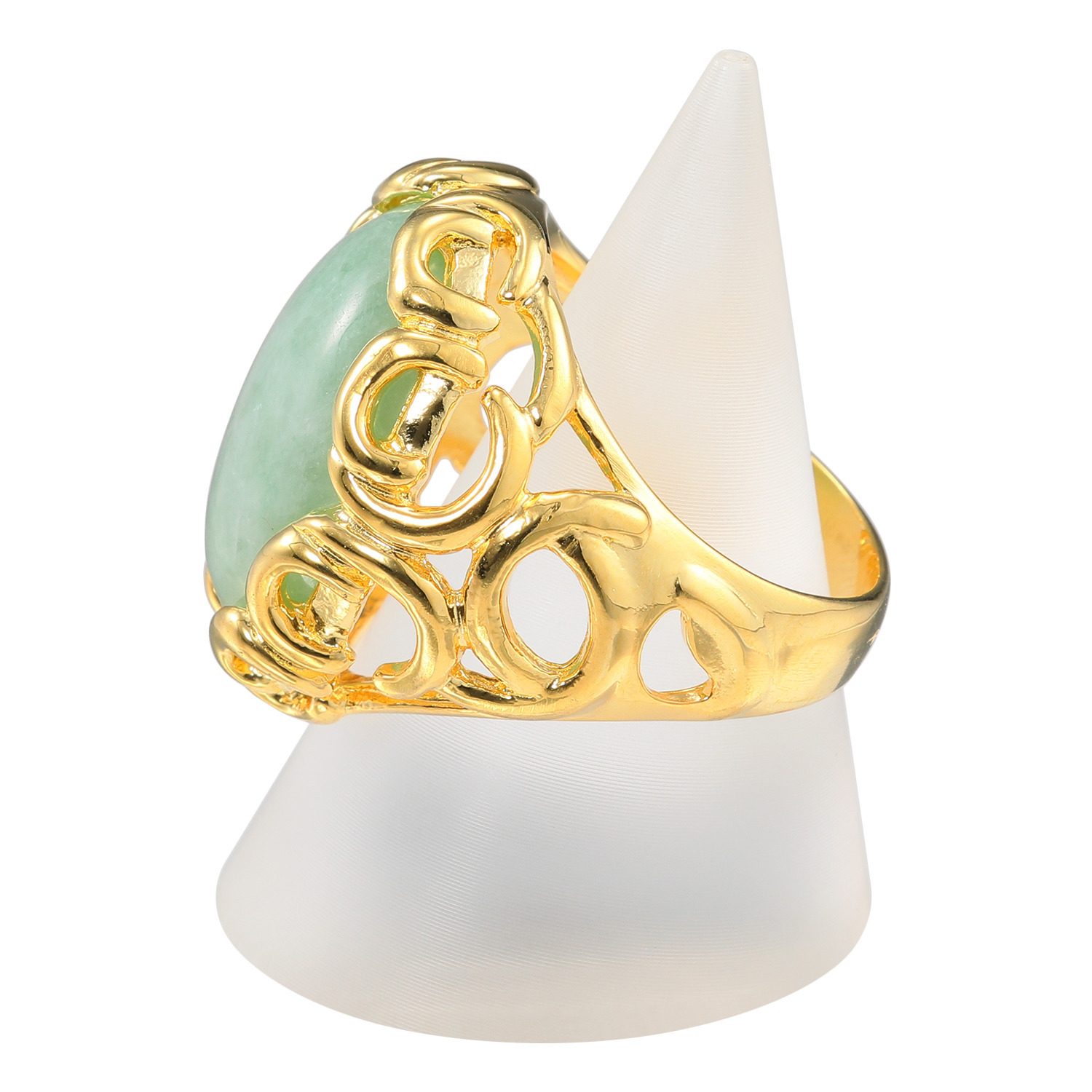 マスターストーン シルバー 無着色本翡翠 瑞雲デザインリング