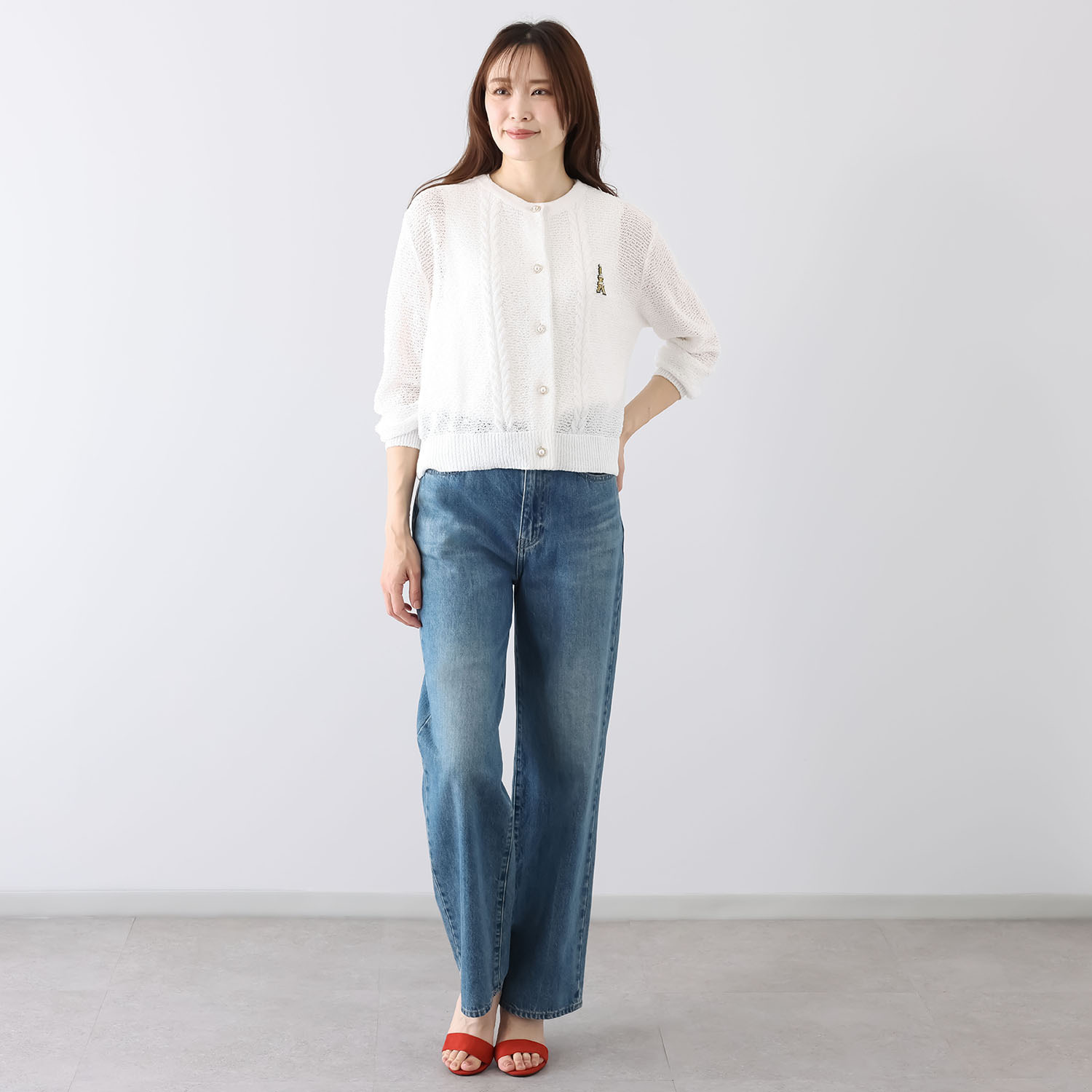 エル　ステュディオ サマーブークレ ニットカーディガン