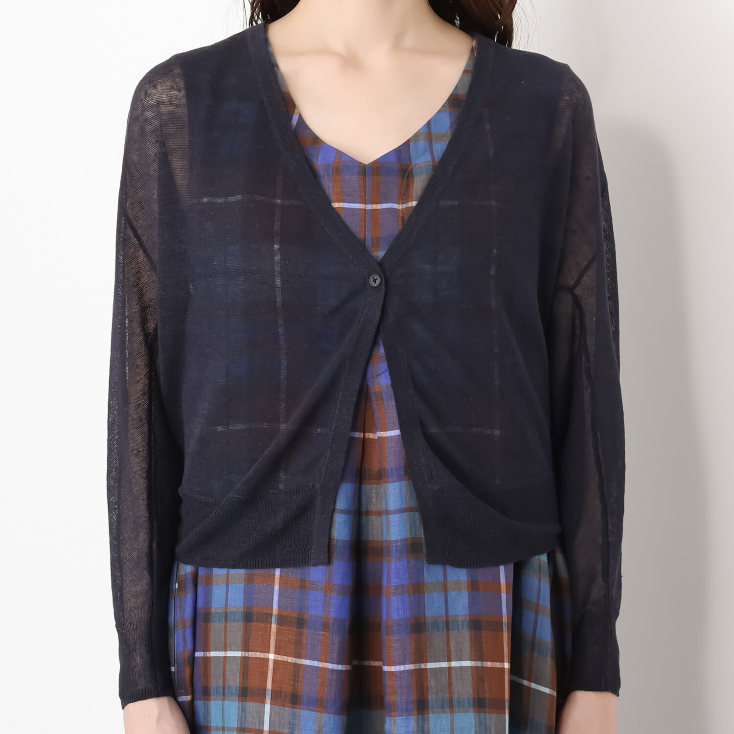 ゼラールスポーツ ウォッシャブル フレンチリネン混 ナチュラルシアー ドルマンカーディガン