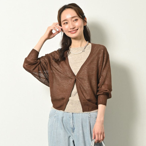 ゼラールスポーツ ウォッシャブル フレンチリネン混 ナチュラルシアー ドルマンカーディガン