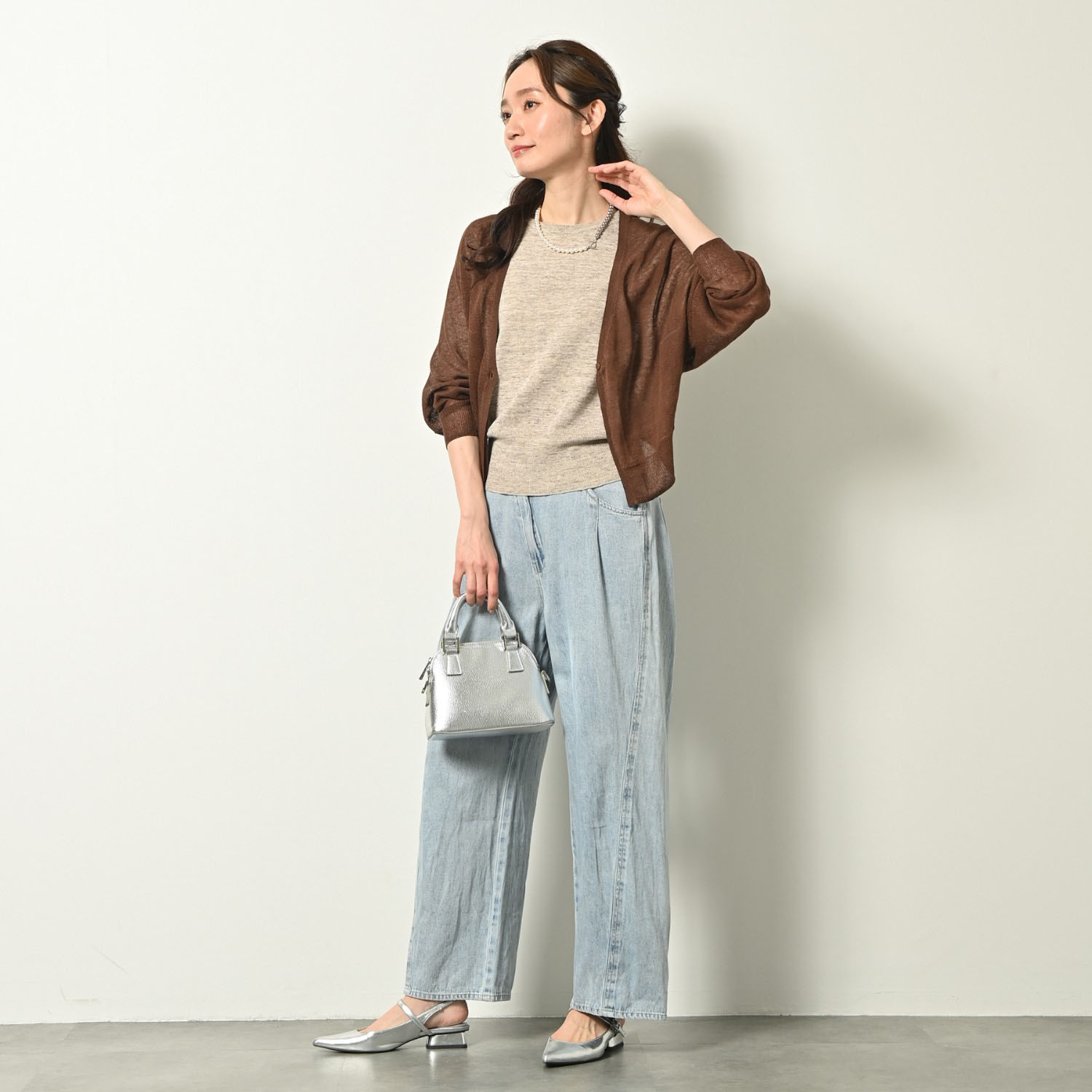 ゼラールスポーツ ウォッシャブル フレンチリネン混 ナチュラルシアー ドルマンカーディガン