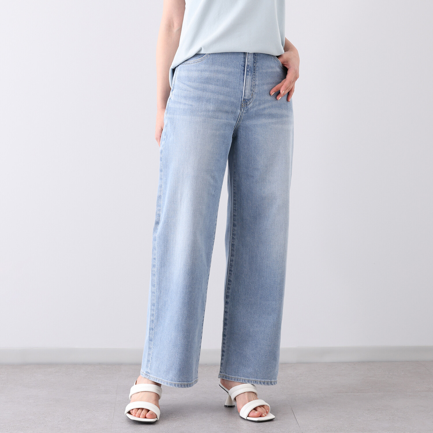 ピカデリー ソフトデニム ワイドストレートパンツ