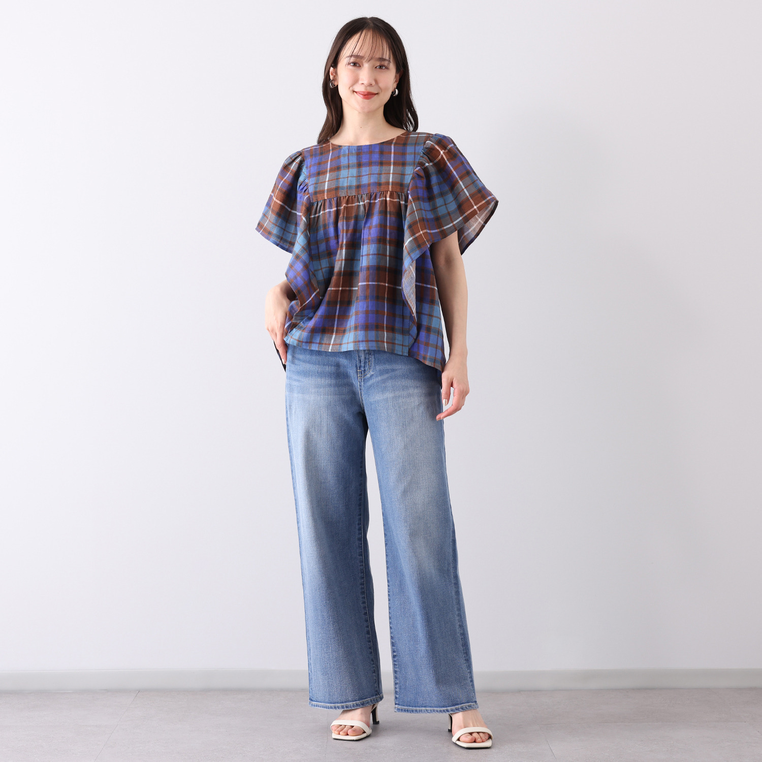 ピカデリー ソフトデニム ワイドストレートパンツ