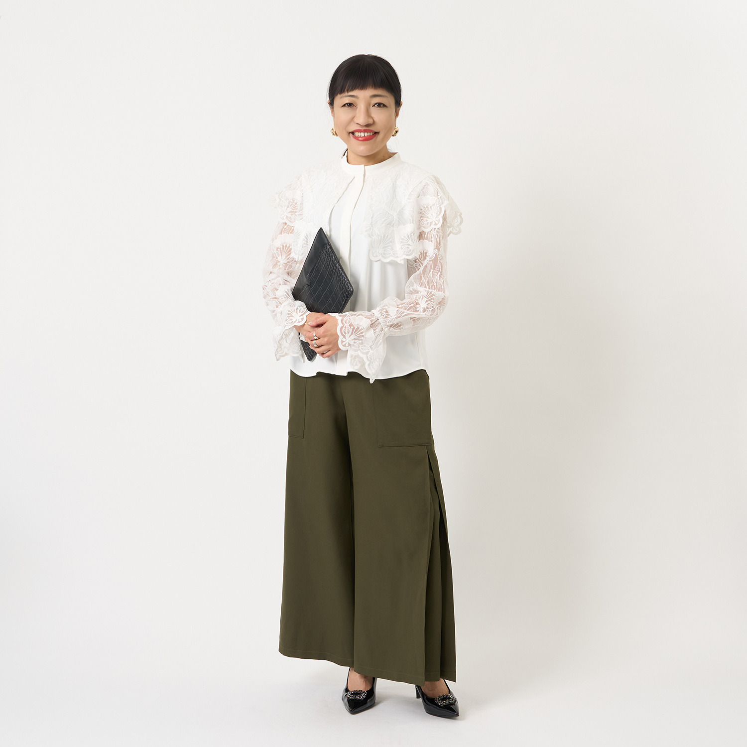 ミューリエ きちんと×優雅で叶える 脚長シルエット サイドボックスタック カーゴパンツ