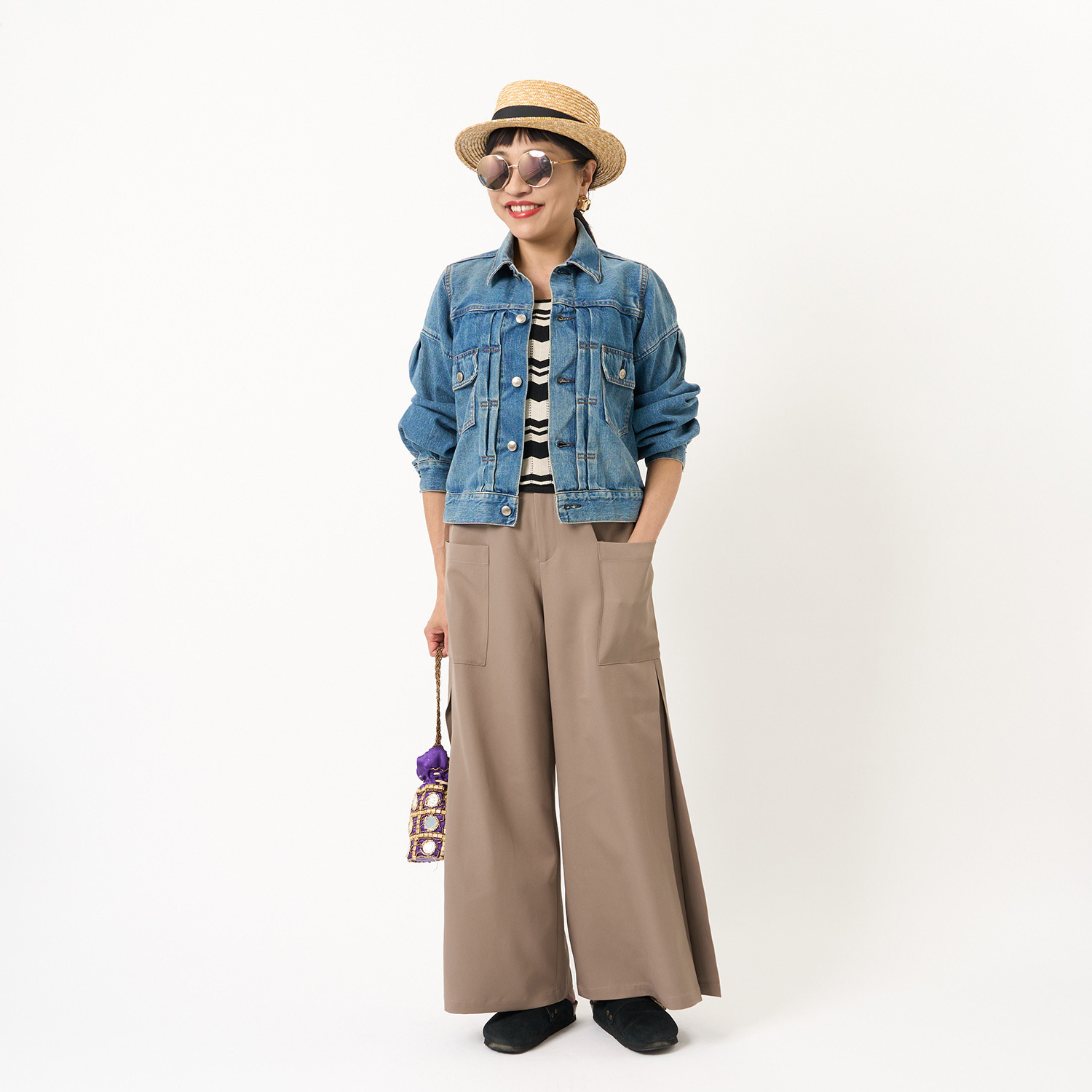 ミューリエ きちんと×優雅で叶える 脚長シルエット サイドボックスタック カーゴパンツ