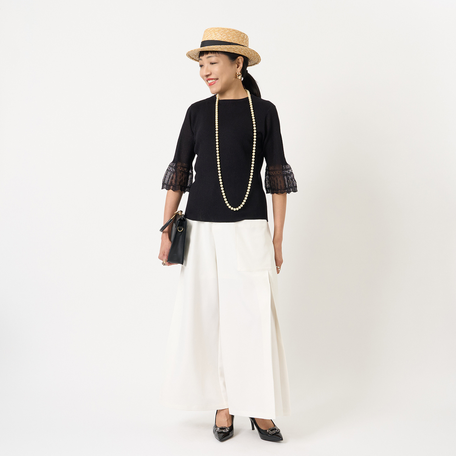 ミューリエ きちんと×優雅で叶える 脚長シルエット サイドボックスタック カーゴパンツ