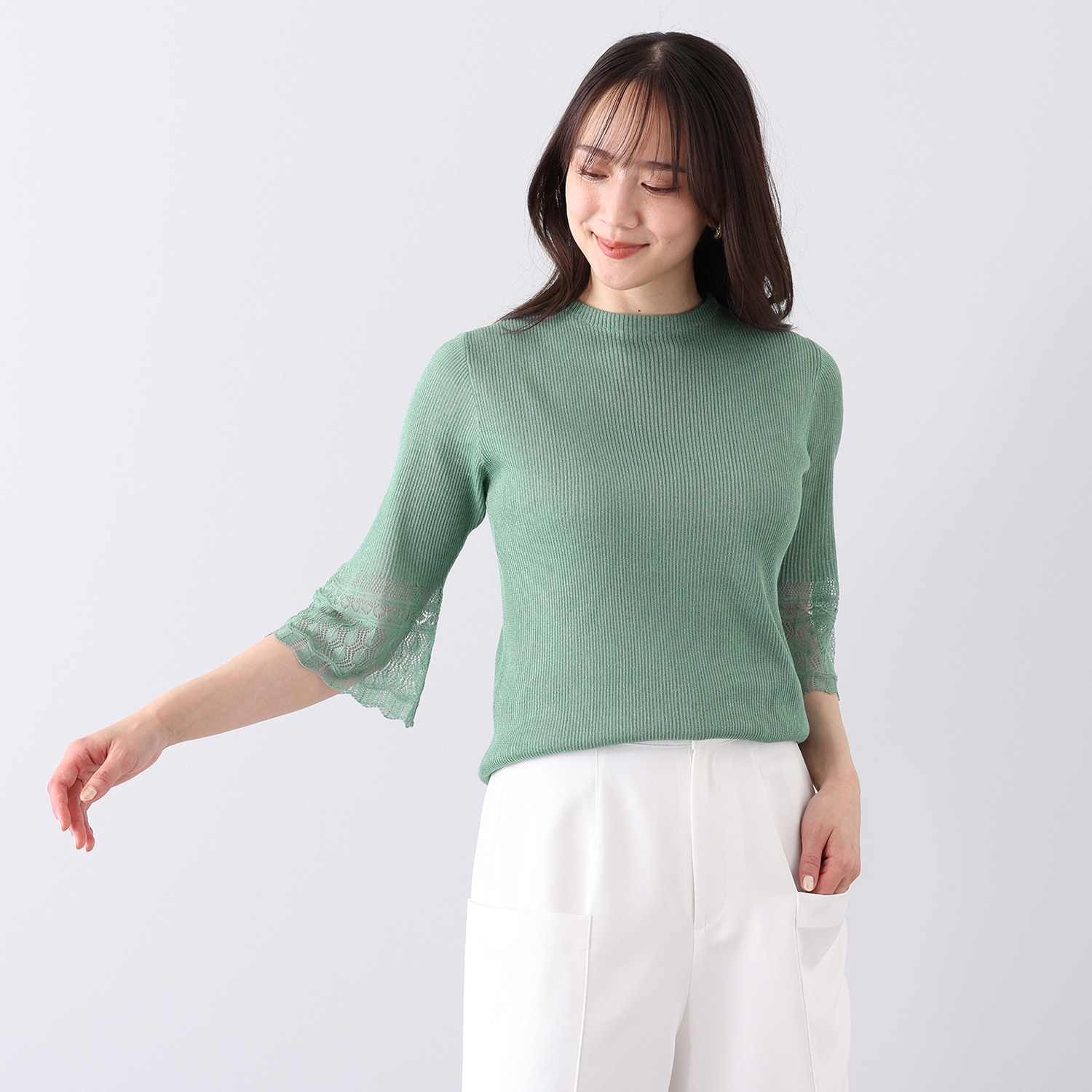 ミューリエ 心地良いエレガンス 夏の大人映え 袖口レース編 プルオーバー