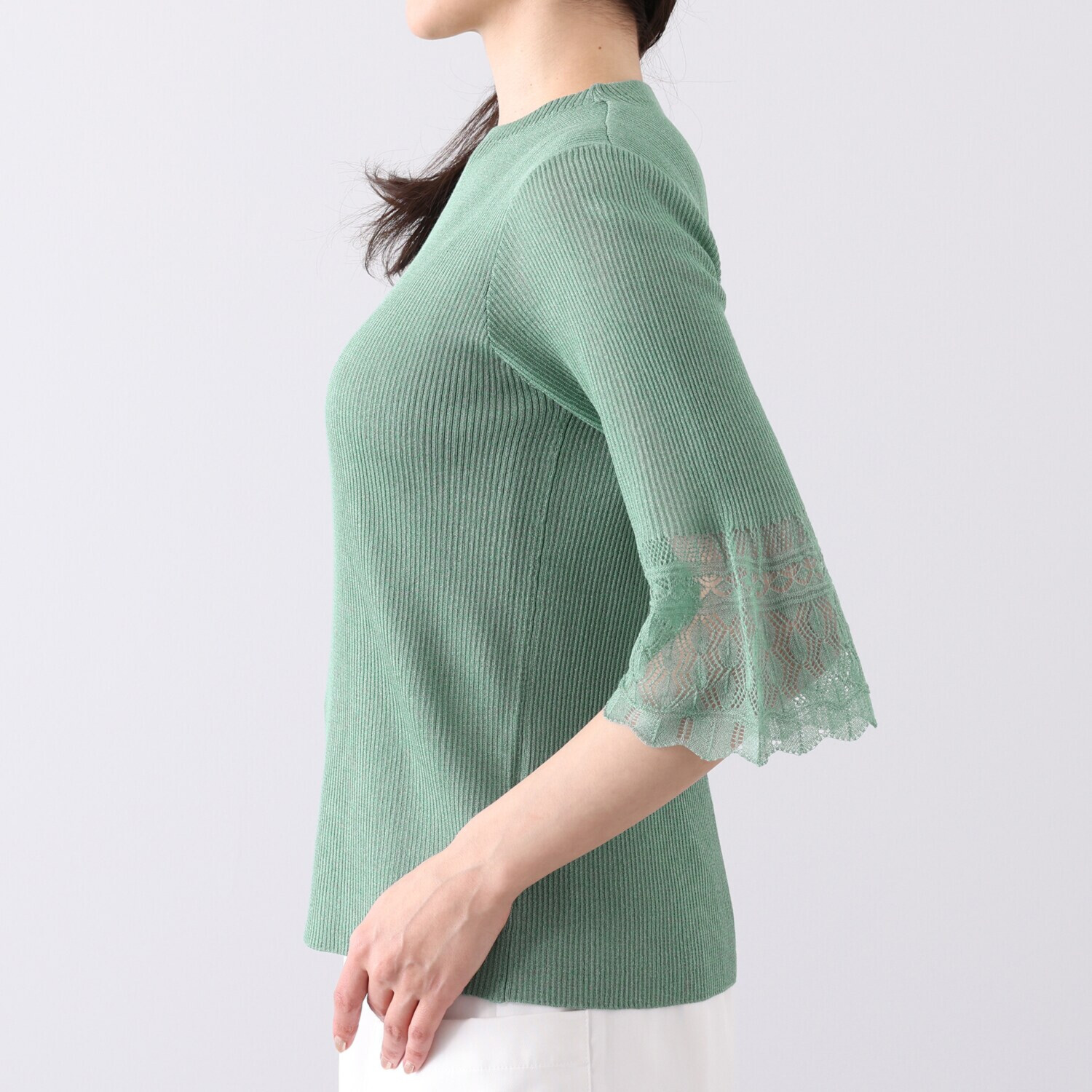 ミューリエ 心地良いエレガンス 夏の大人映え 袖口レース編 プルオーバー