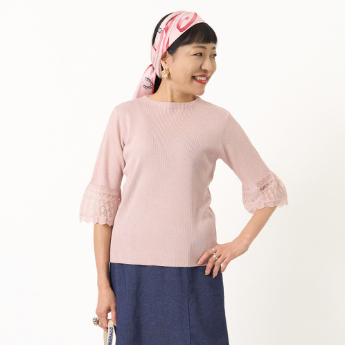 ミューリエ 心地良いエレガンス 夏の大人映え 袖口レース編 プルオーバー