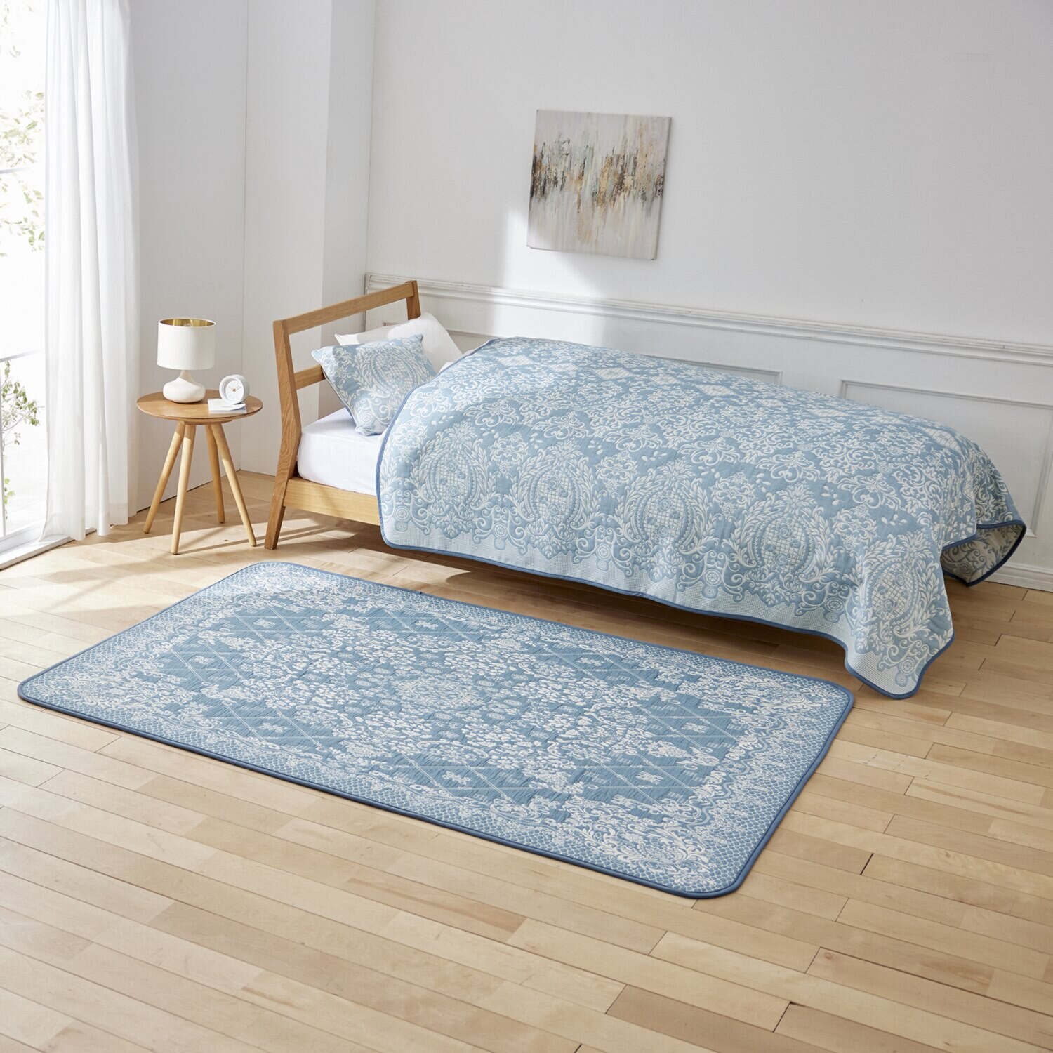 スワトウ刺しゅう協会 認定デザイン 綿１００％ラグ ＜１３０×１９０ｃｍ＞