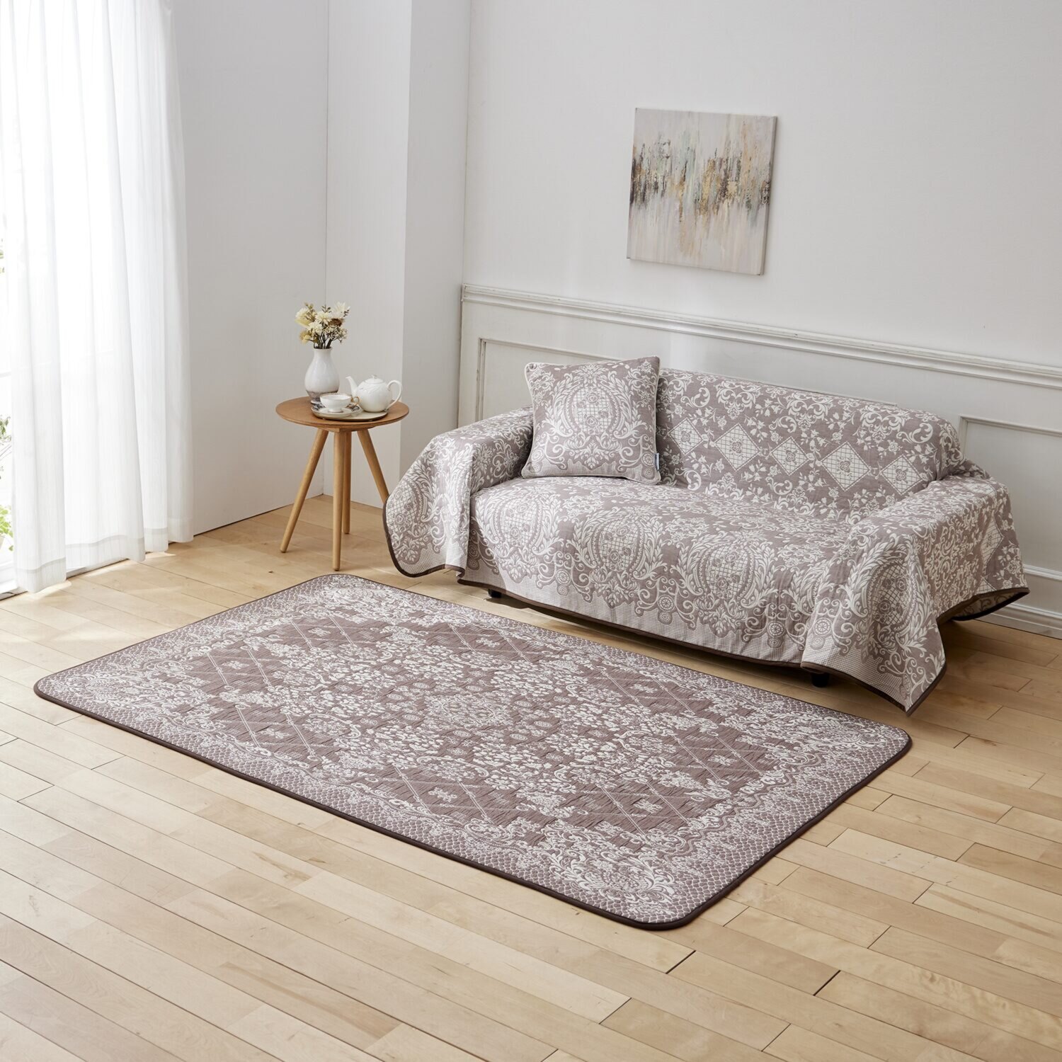 スワトウ刺しゅう協会 認定デザイン 綿１００％ラグ ＜１３０×１９０ｃｍ＞