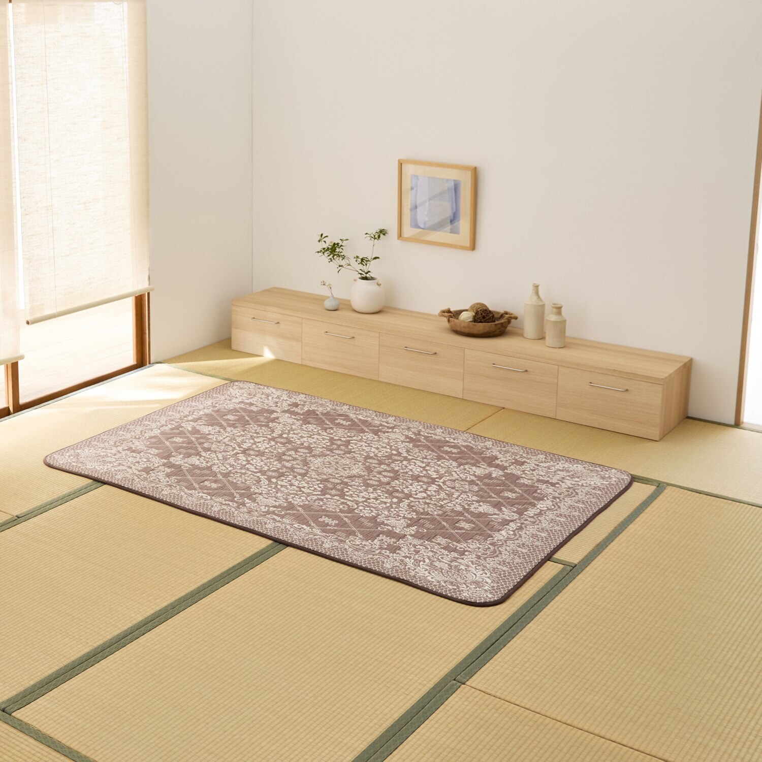 スワトウ刺しゅう協会 認定デザイン 綿１００％ラグ ＜１３０×１９０ｃｍ＞