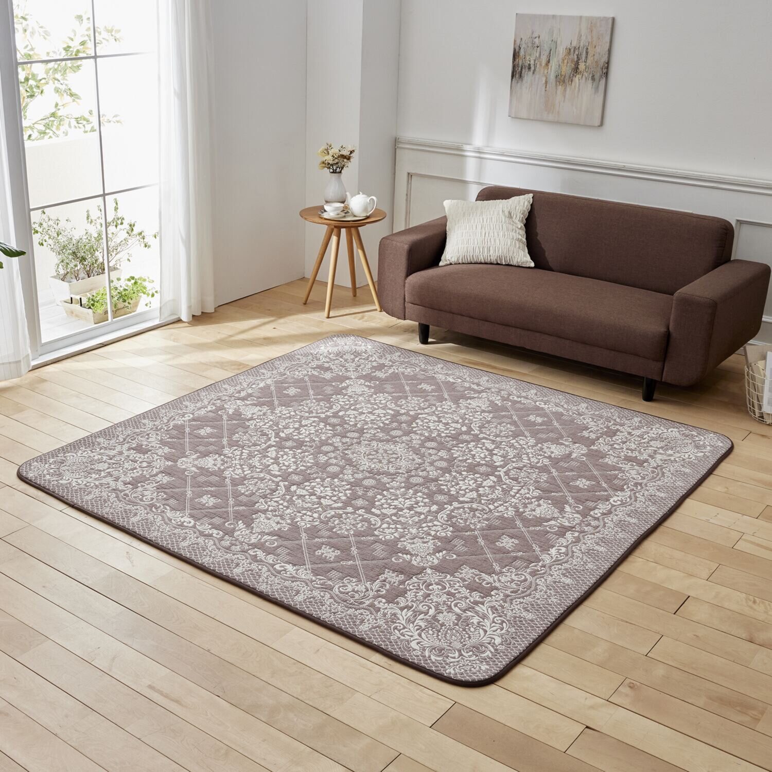 スワトウ刺しゅう協会 認定デザイン 綿１００％ラグ ＜１９０×１９０ｃｍ＞