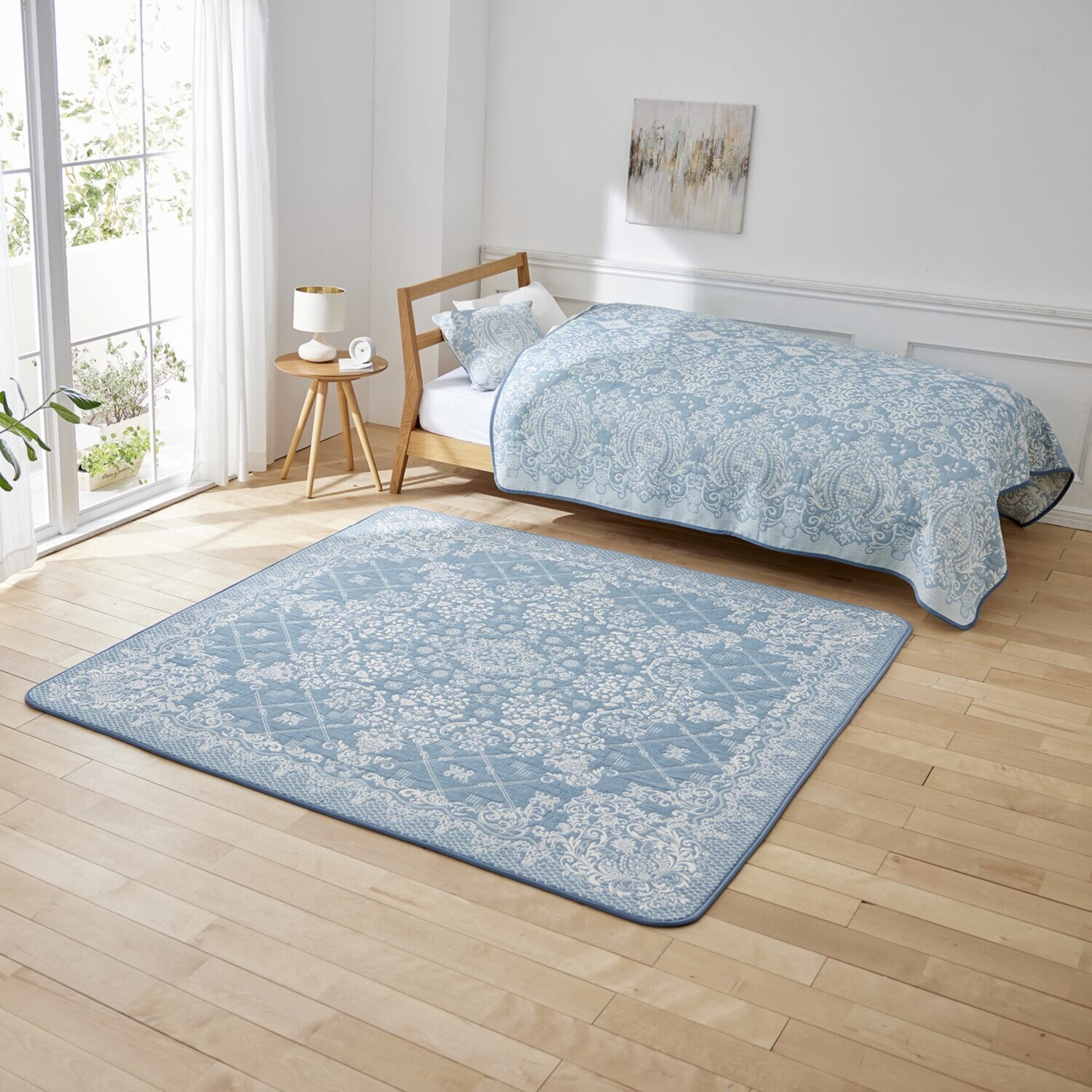 スワトウ刺しゅう協会 認定デザイン 綿１００％ラグ ＜１９０×１９０ｃｍ＞