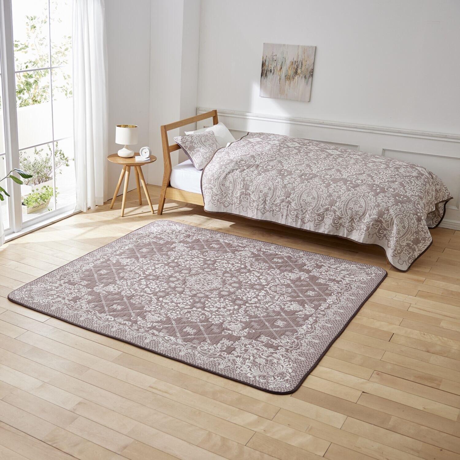 スワトウ刺しゅう協会 認定デザイン 綿１００％ラグ ＜１９０×１９０ｃｍ＞