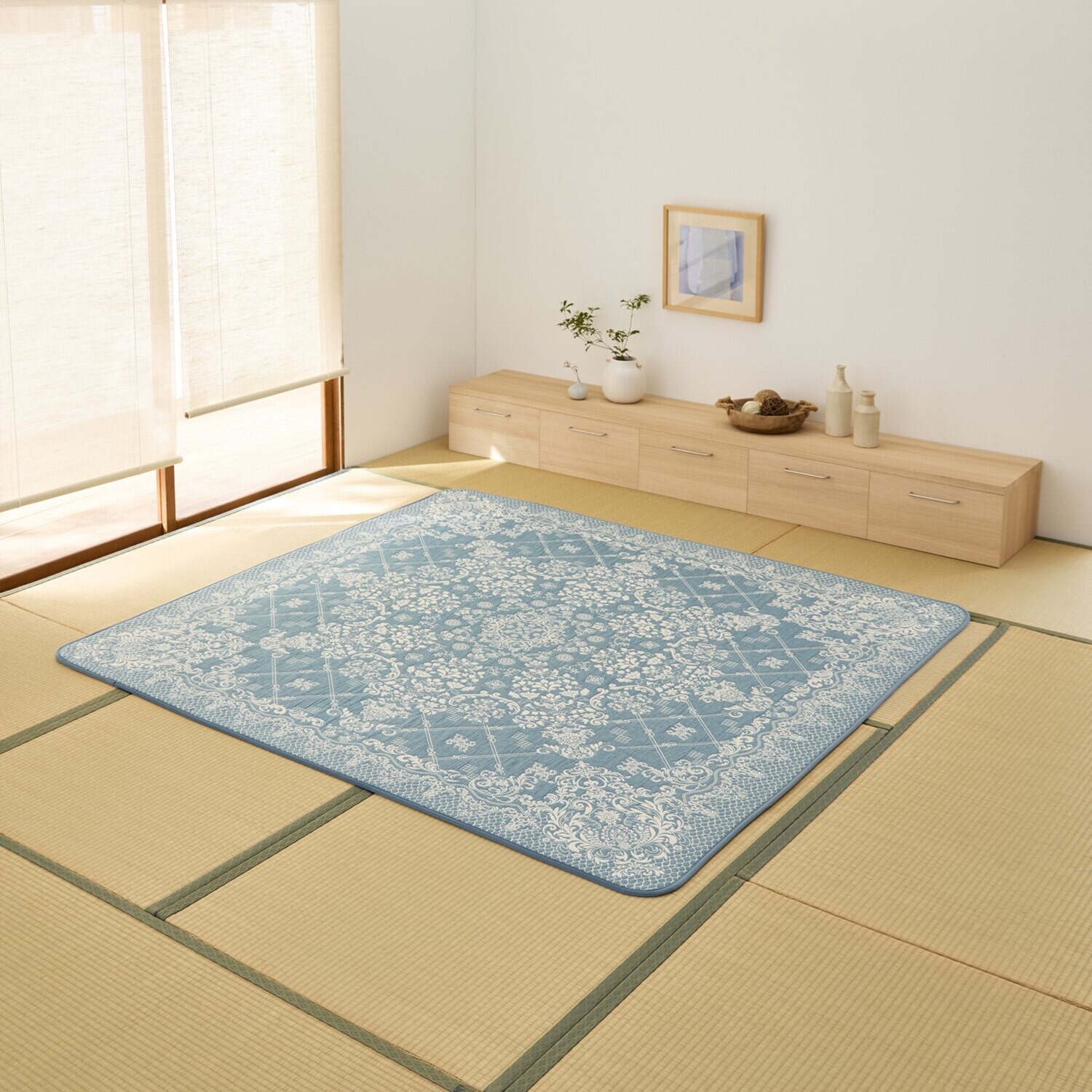 スワトウ刺しゅう協会 認定デザイン 綿１００％ラグ ＜１９０×１９０ｃｍ＞