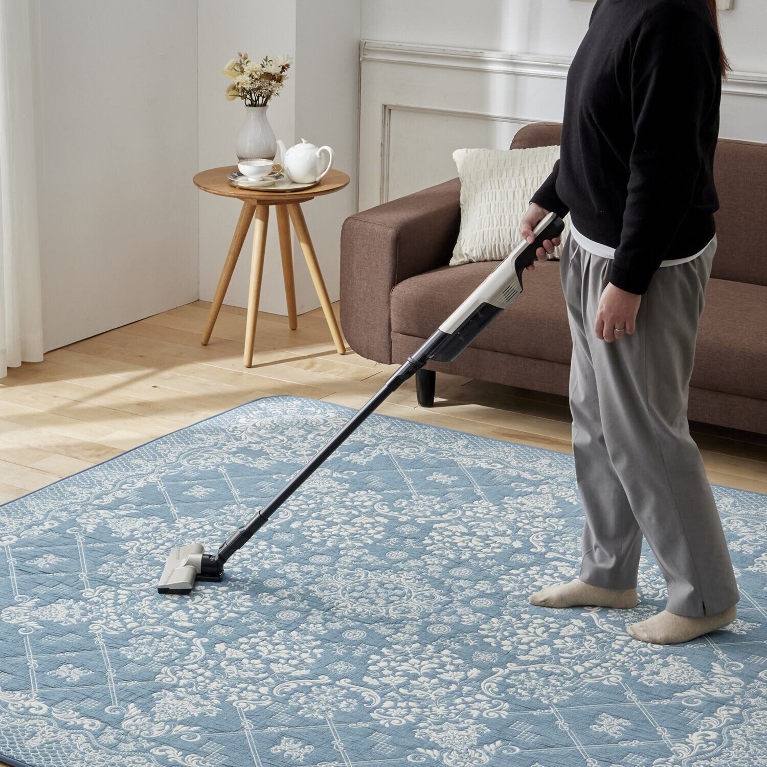 スワトウ刺しゅう協会 認定デザイン 綿１００％ラグ ＜１９０×２４０ｃｍ＞