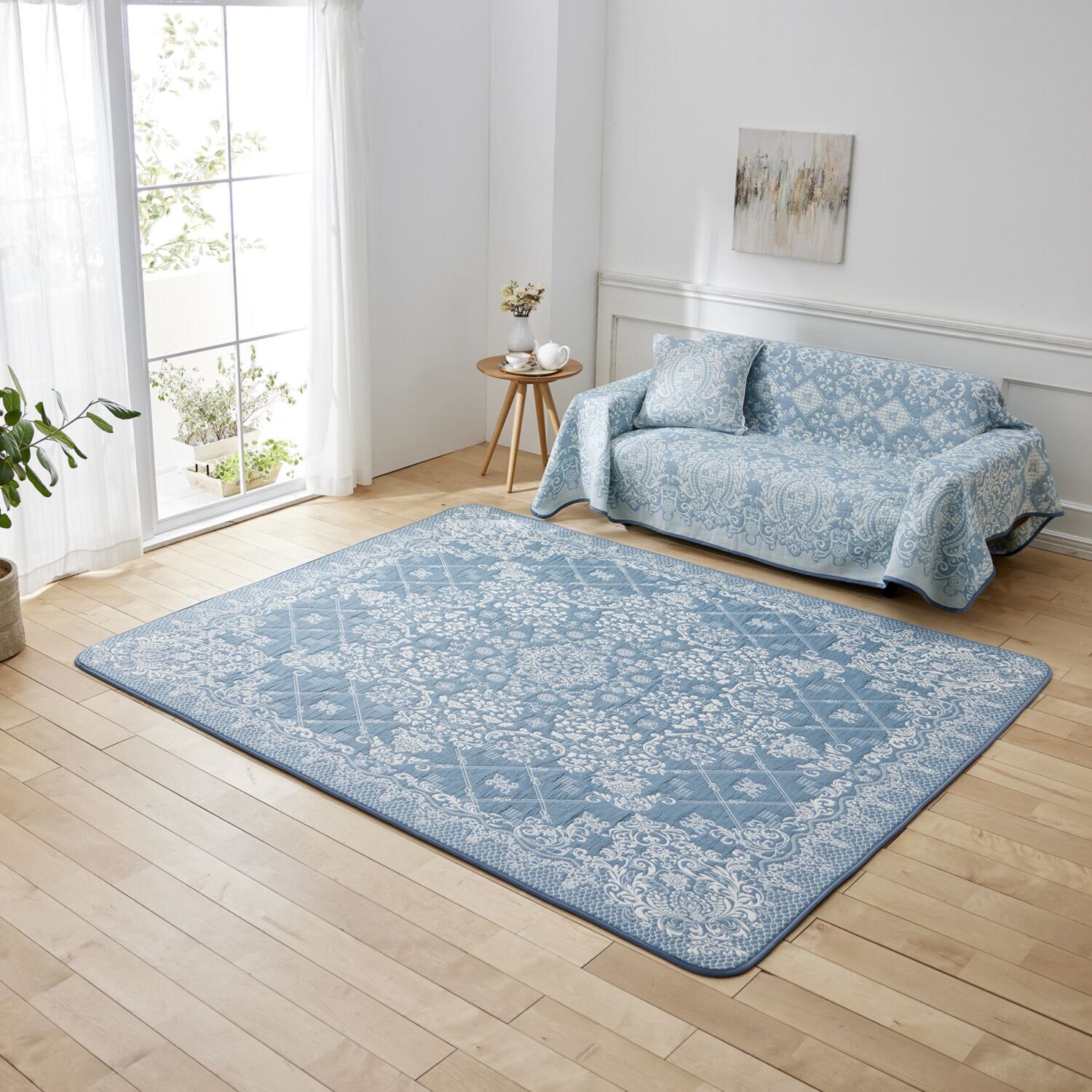 スワトウ刺しゅう協会 認定デザイン 綿１００％ラグ ＜１９０×２４０ｃｍ＞