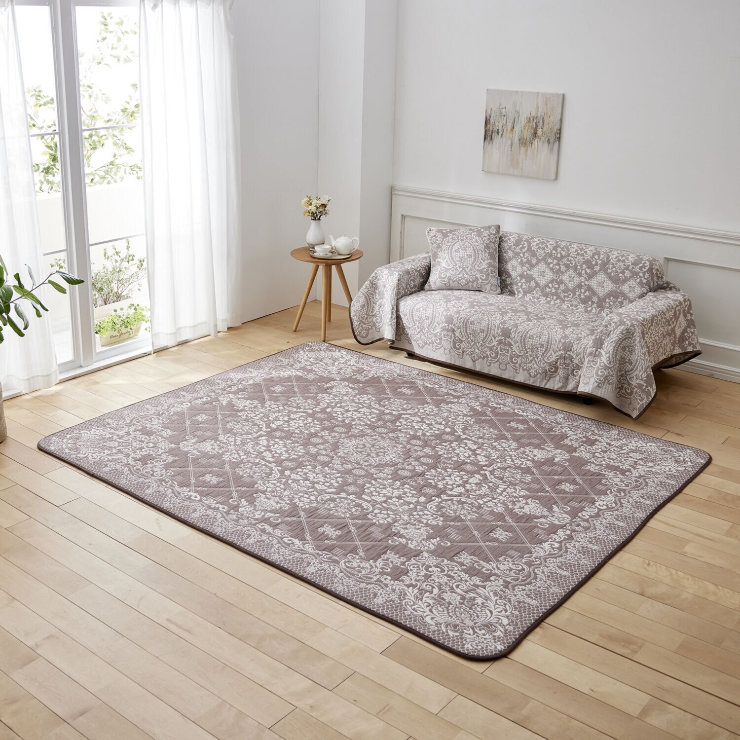 スワトウ刺しゅう協会 認定デザイン 綿１００％ラグ ＜１９０×２４０ｃｍ＞