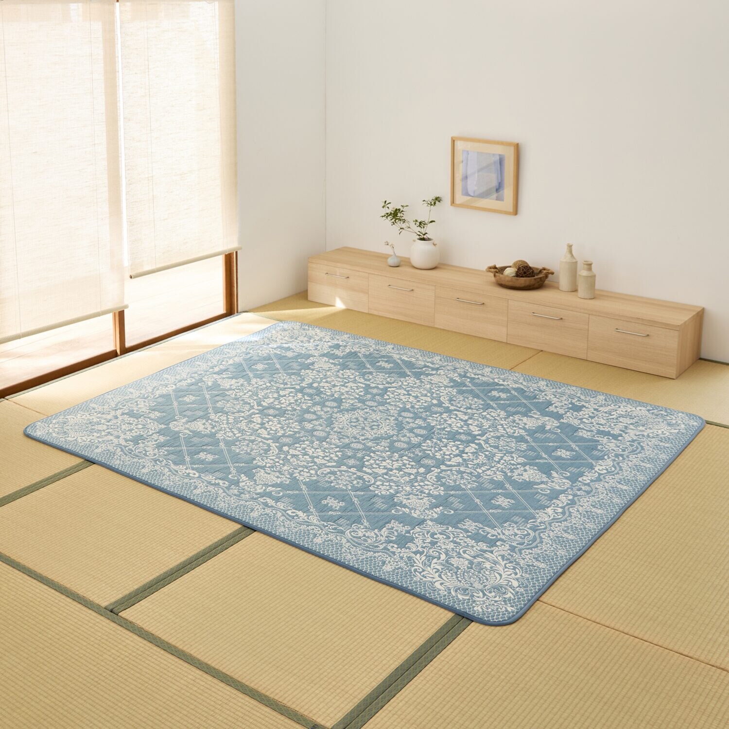 スワトウ刺しゅう協会 認定デザイン 綿１００％ラグ ＜１９０×２４０ｃｍ＞