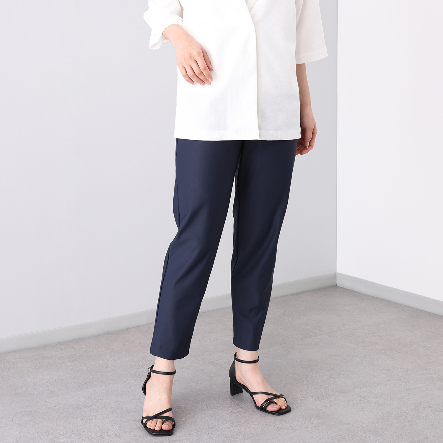 ピーツー 接触冷感・吸水速乾 多機能ストレッチ ゆったりすっきり アンクルパンツ ＜股下６４ｃｍ＞