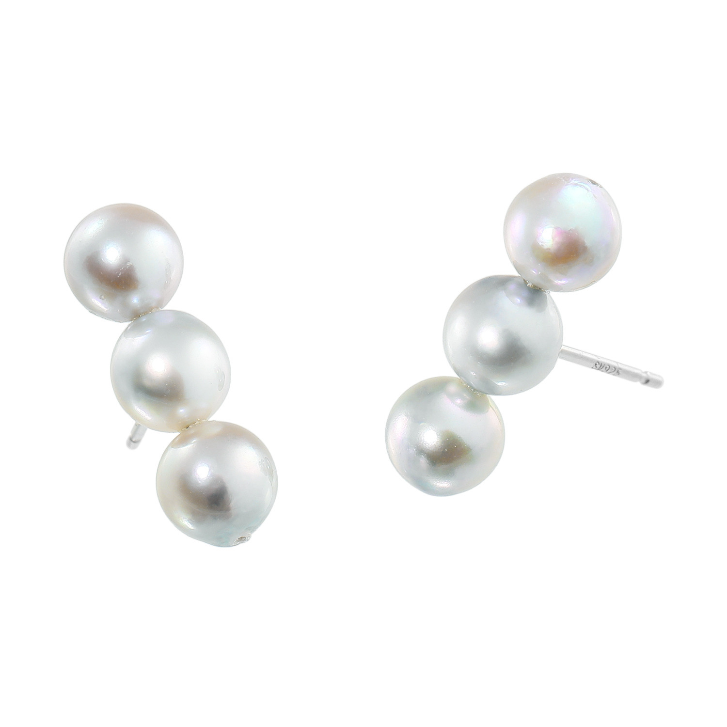 ブーレ シルバー 国産無調色 ナチュラルグレー ベビーアコヤパール＆ＣＺ バーデザインピアス