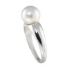 ブーレ シルバー 国産無調色 ナチュラルブルーグレー 大玉アコヤパール １粒デザインリング